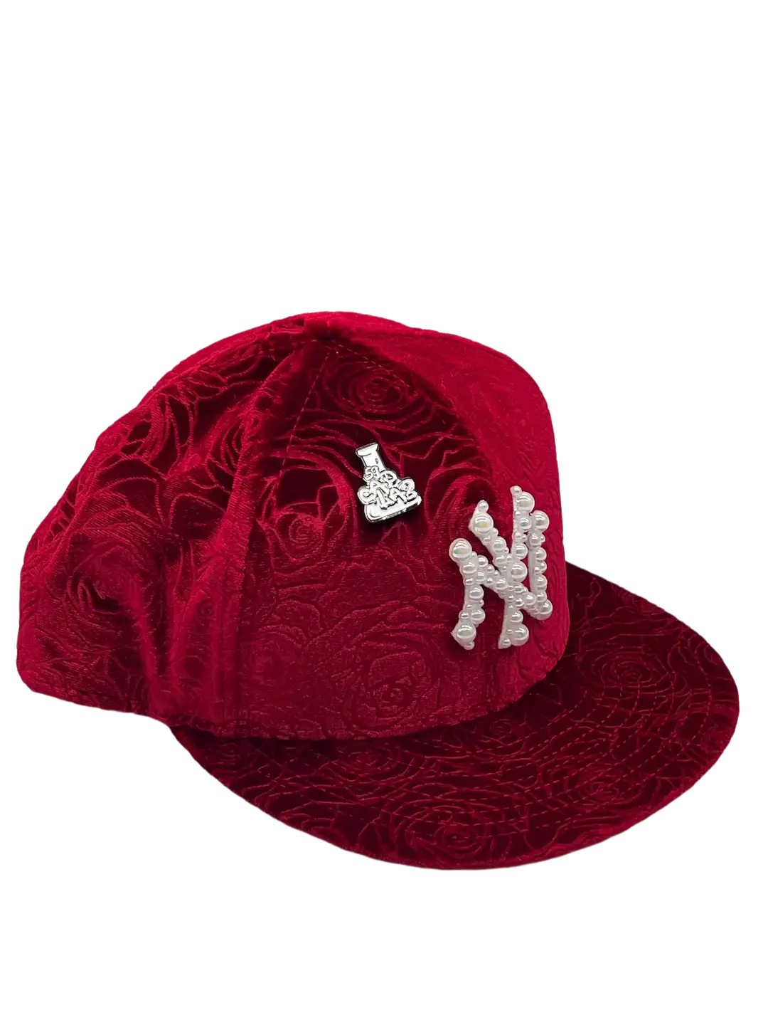 New York Red Fitted "Floral Velvet"
