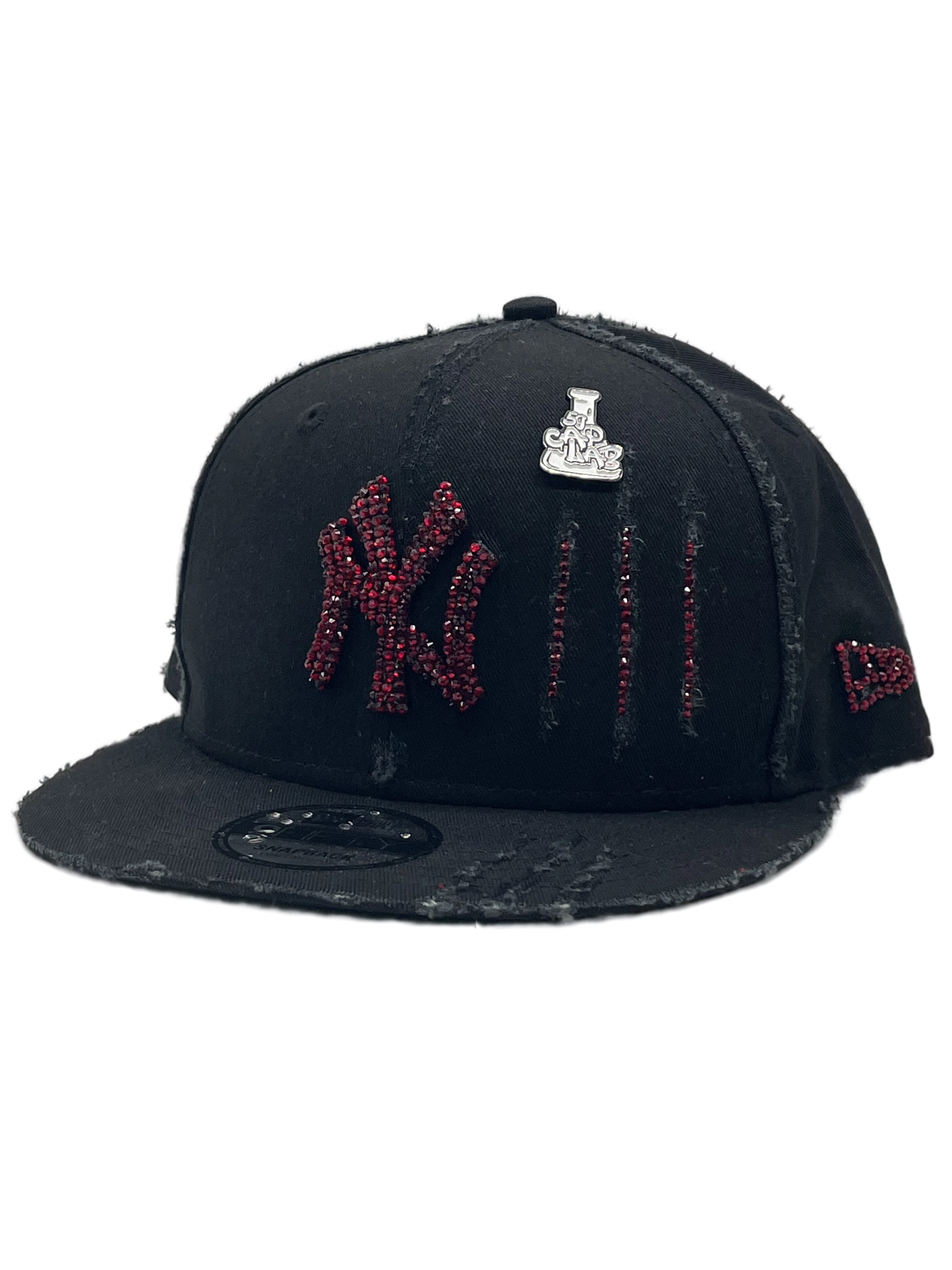 New York Black Snapback "Red Shiny Scratch" 