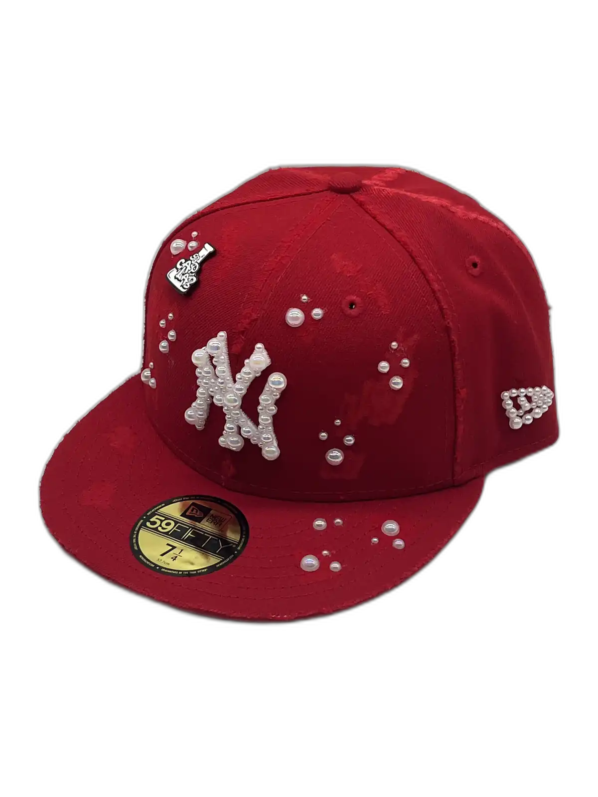 New York Red Fitted “White Pearls”