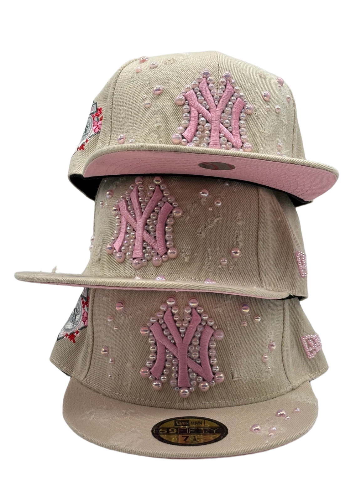 New York Fitted "Pink Pearls"