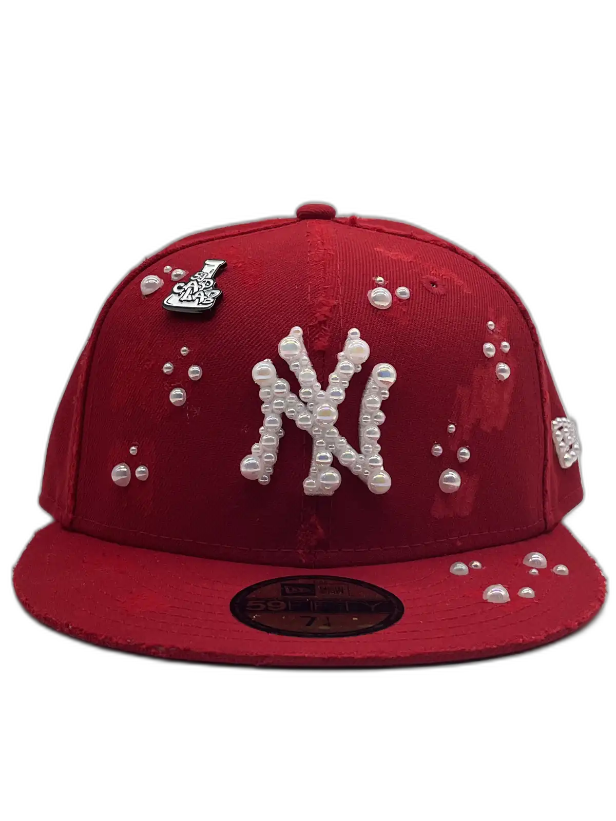 New York Red Fitted “White Pearls”