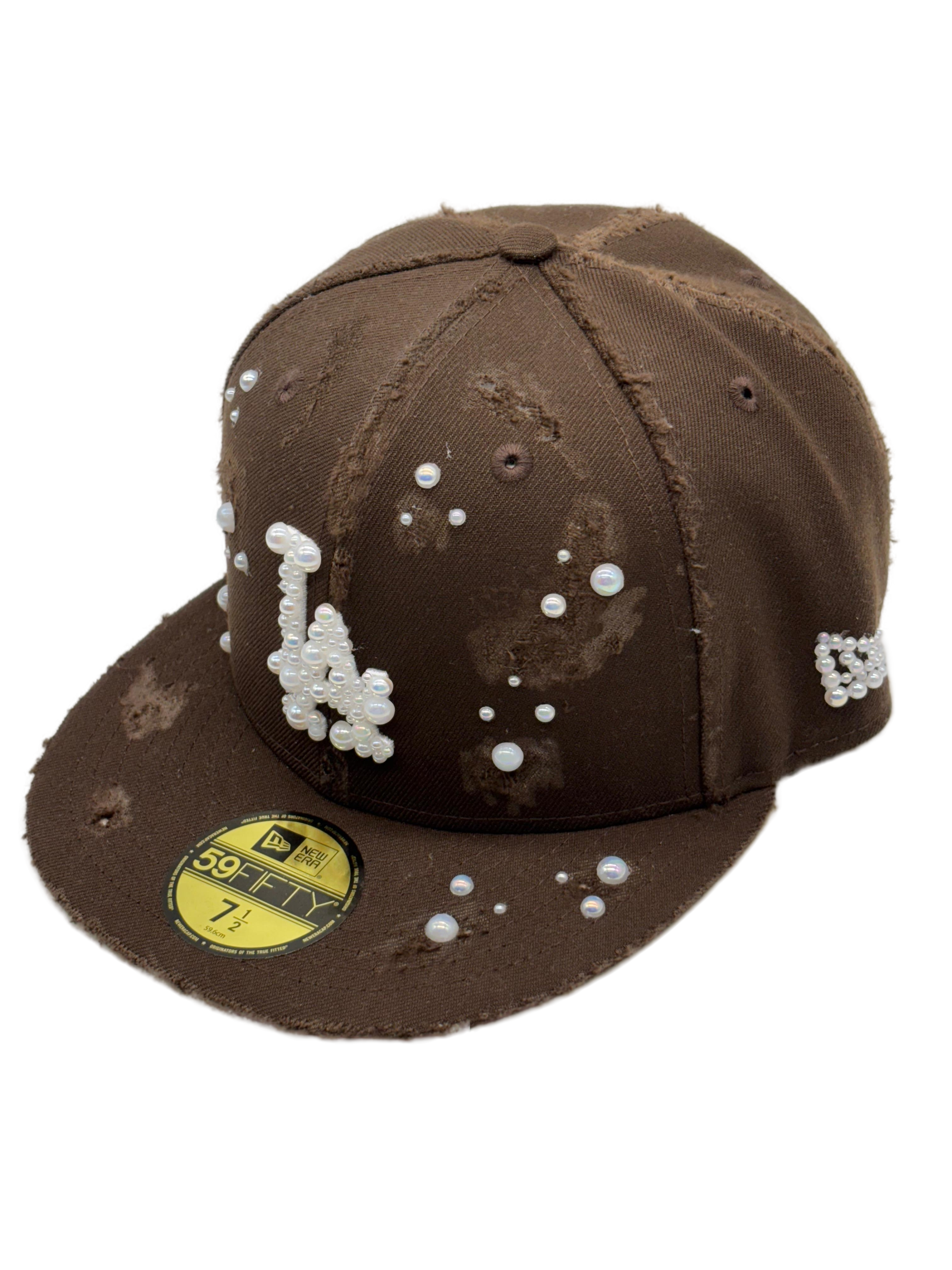 Los Angeles Brown Fitted "Distressed Pearls"