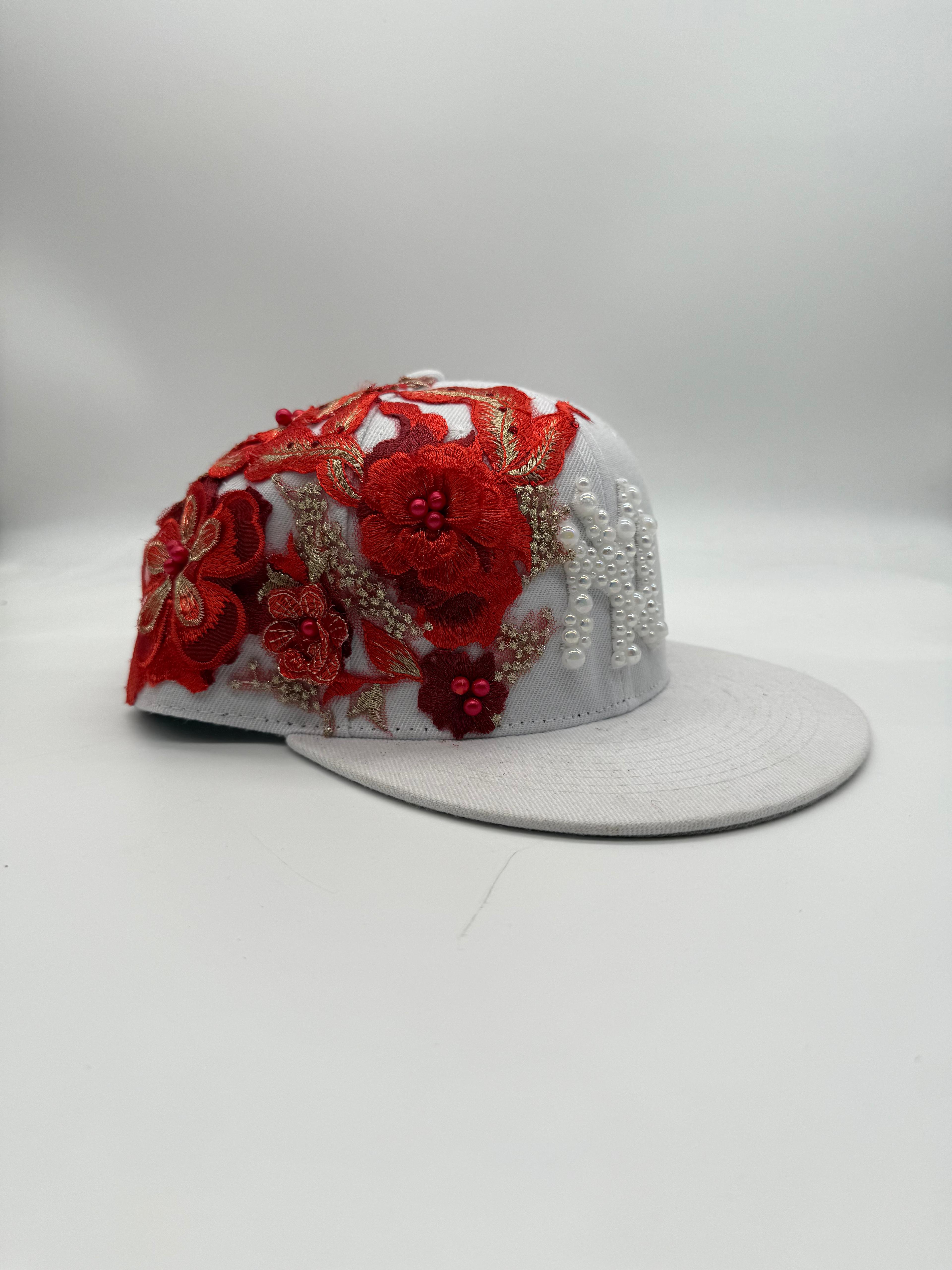 New York White Fitted "FLOWERS BOUQUET"