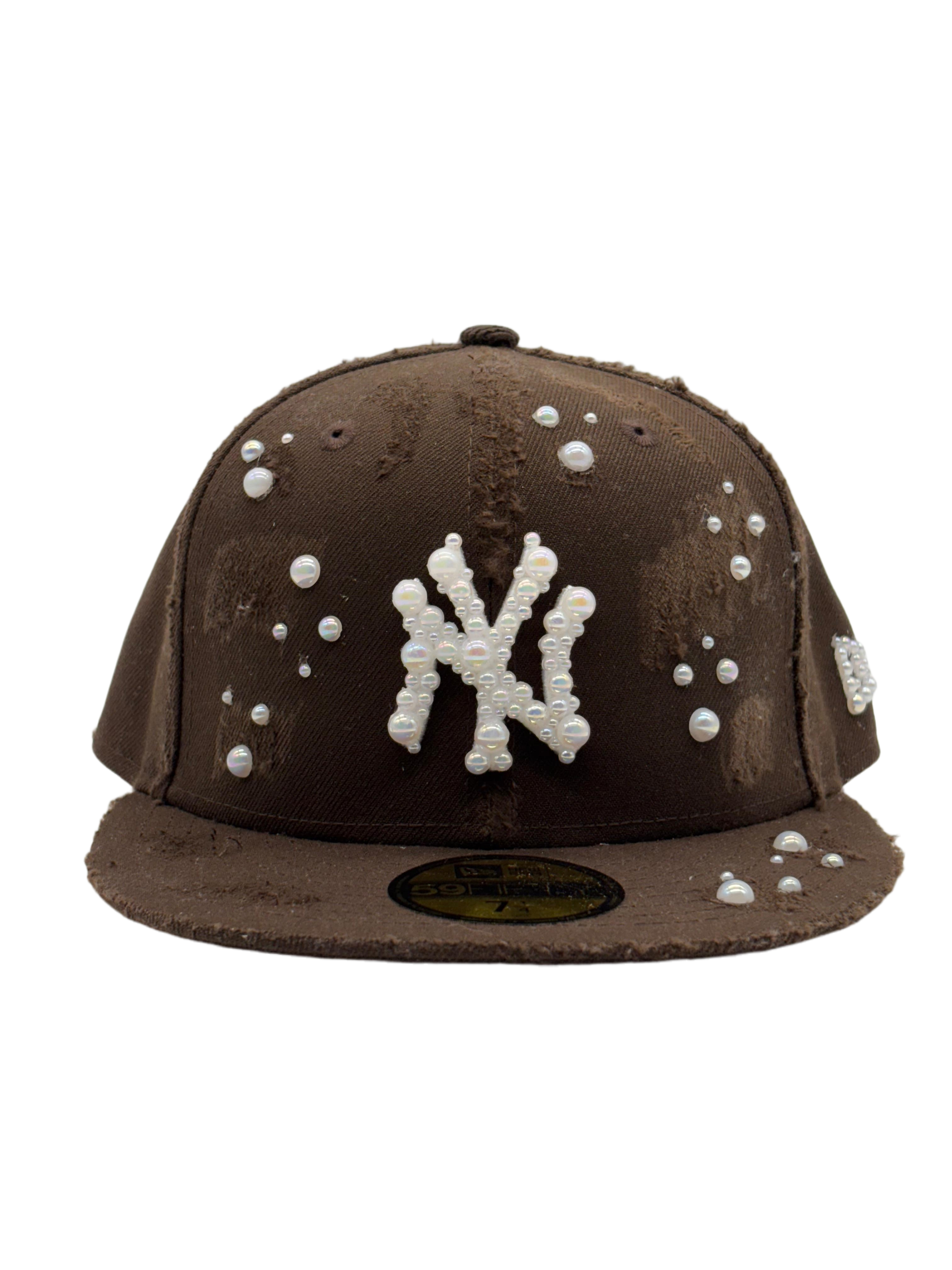 New York Brown Fitted "Distressed Pearls"