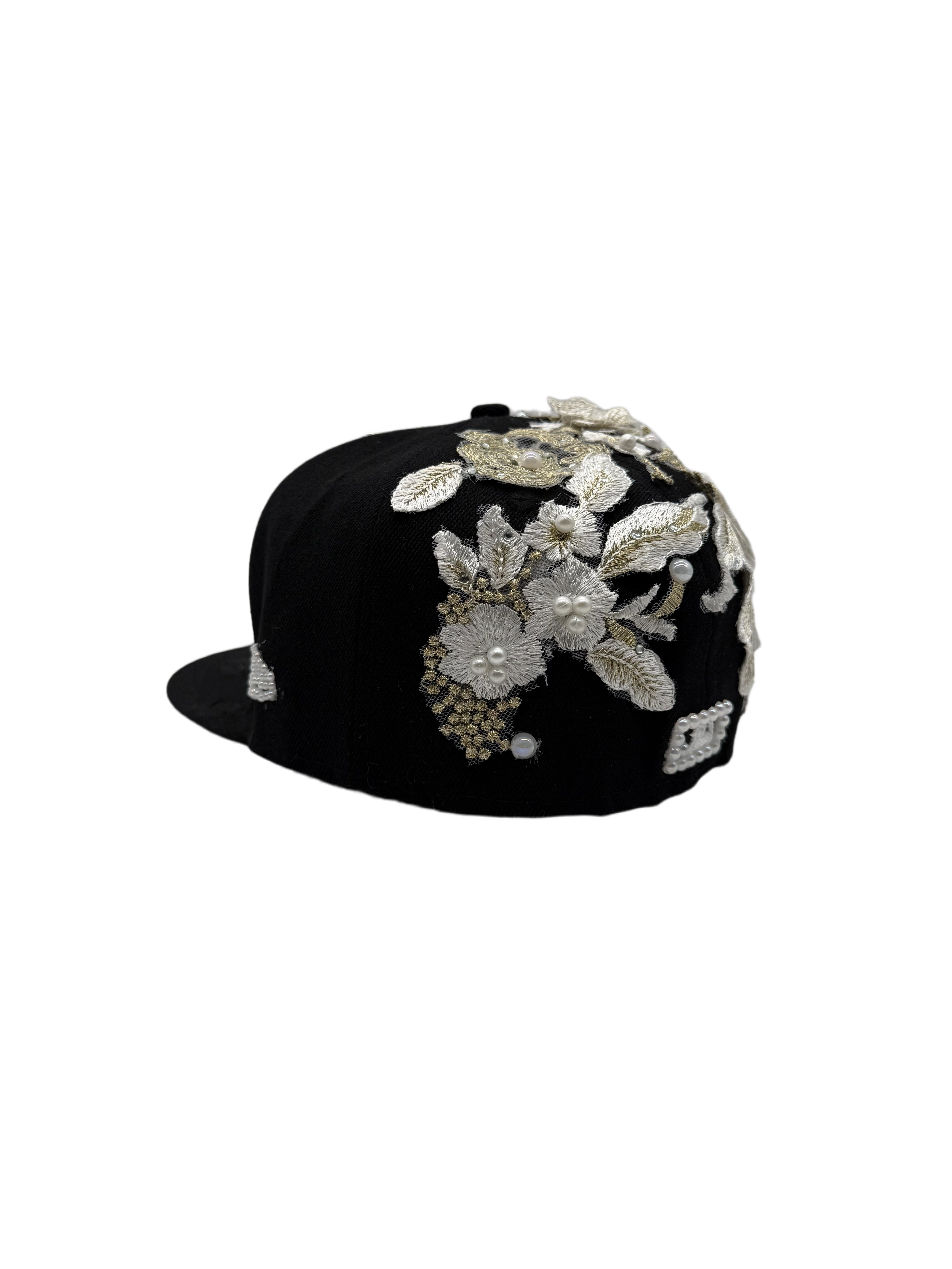 Los Angeles Black Fitted "White Rose"