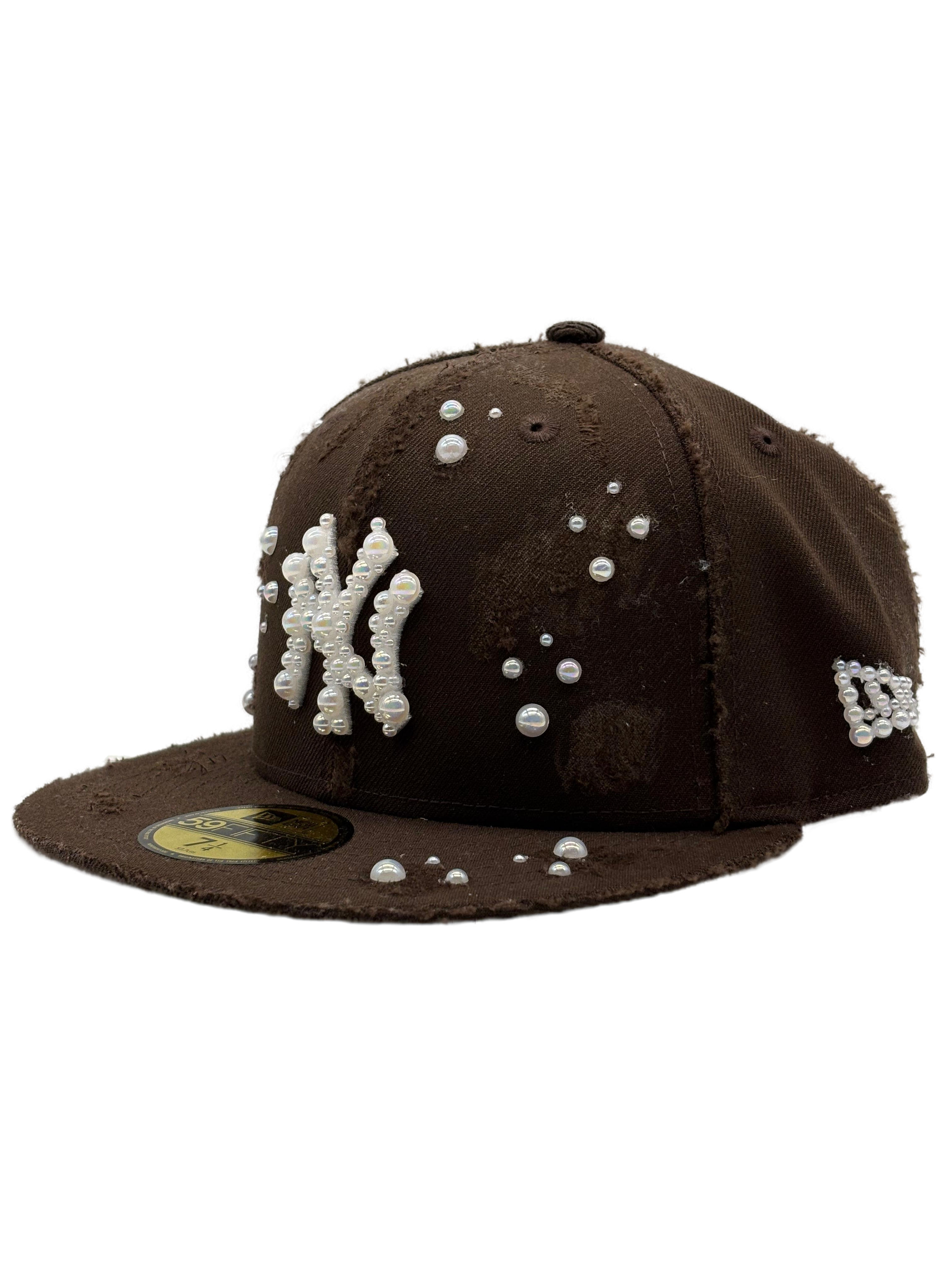 New York Brown Fitted "Distressed Pearls"