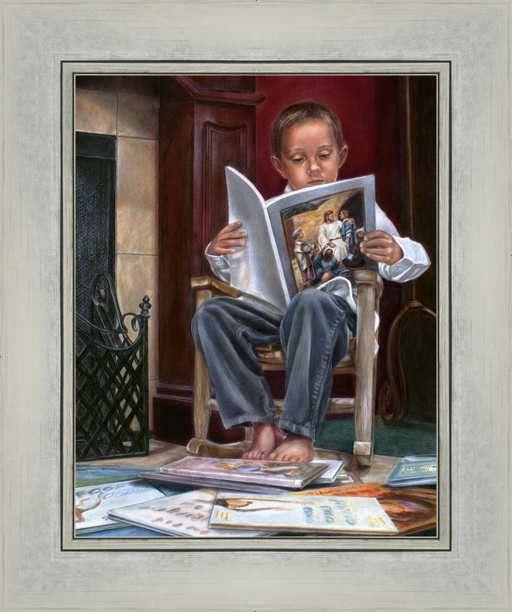 Bookworm color pencil Signed by Artist 16x20 framed