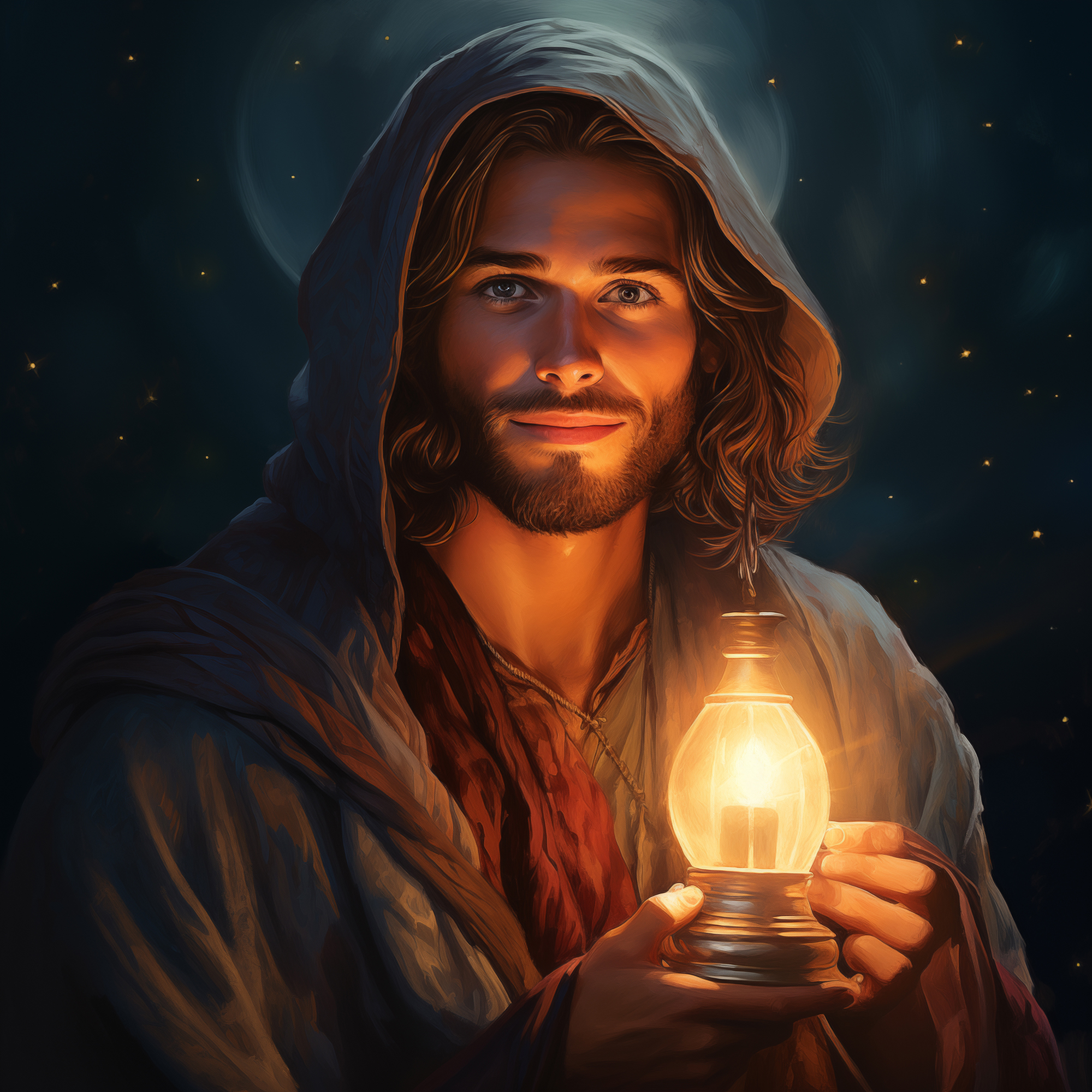 Like a thief in the night digital painting 17x17 print