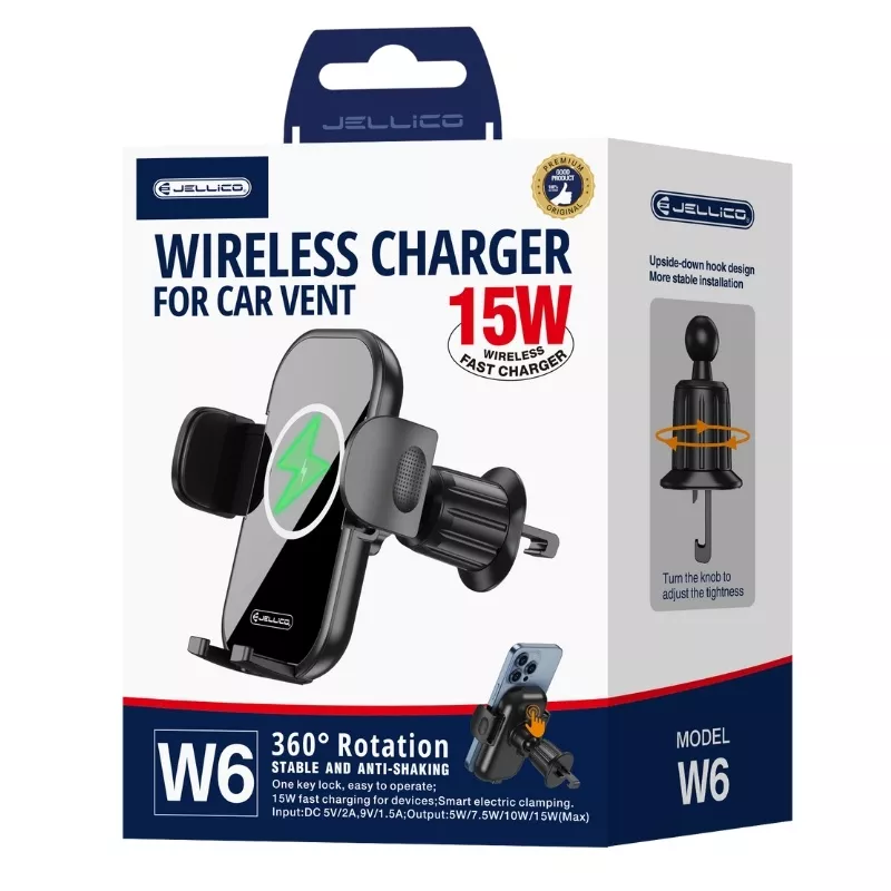 Support voiture chargeur à induction magnétique JELLICO W18 noir