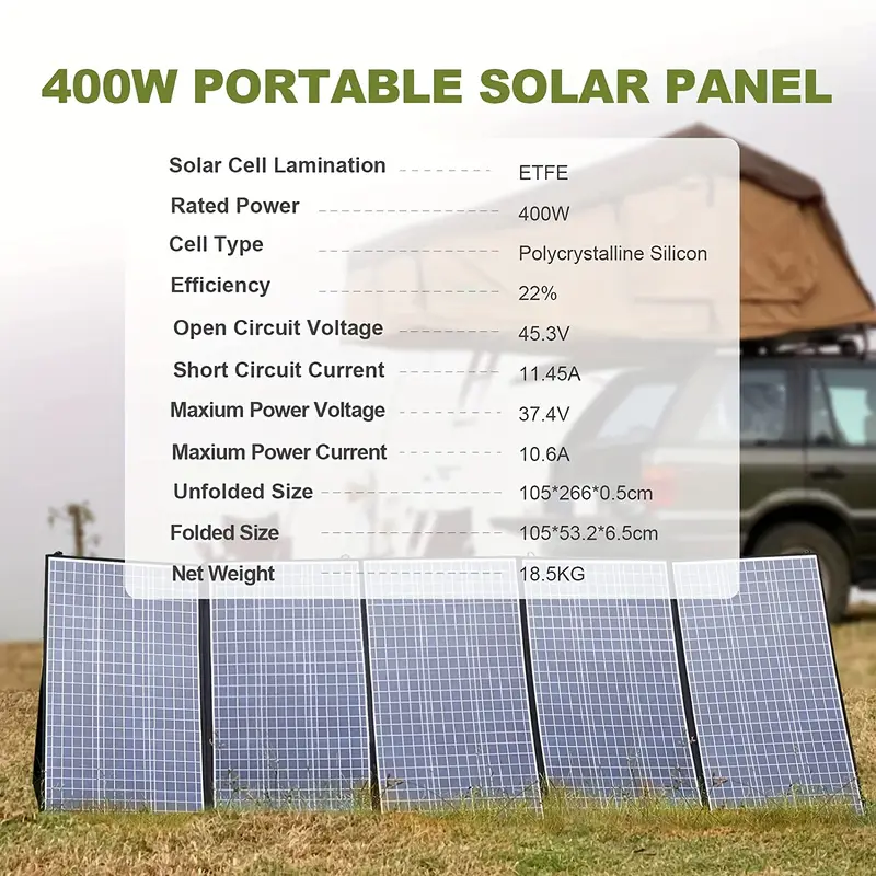 ALLPOWERS 400W Portable Solar Panel Foldable Solar Panel Kit With 37.4V Output Solar Charger For Adventures Power Outage RV Solar Generator