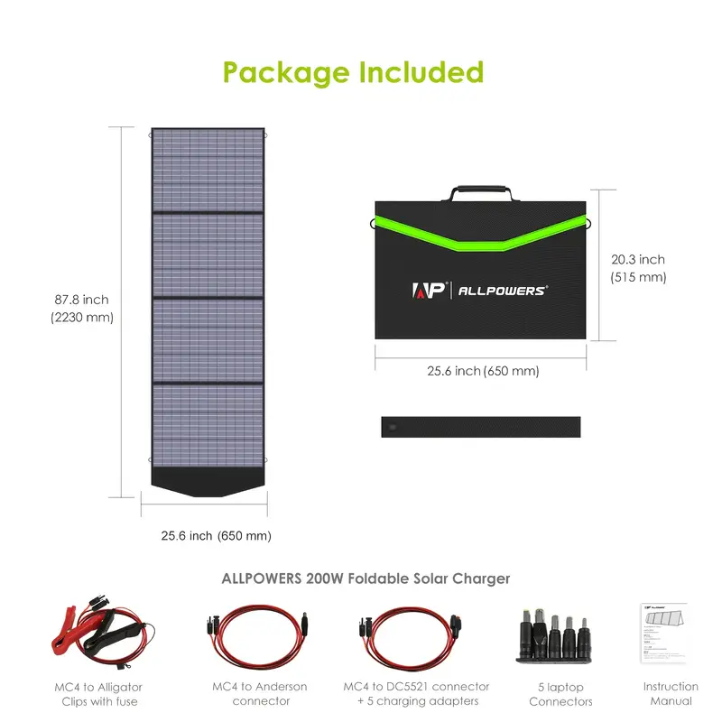 ALLPOWERS  200W Portable Solar Panel 18V Foldable Solar Panel