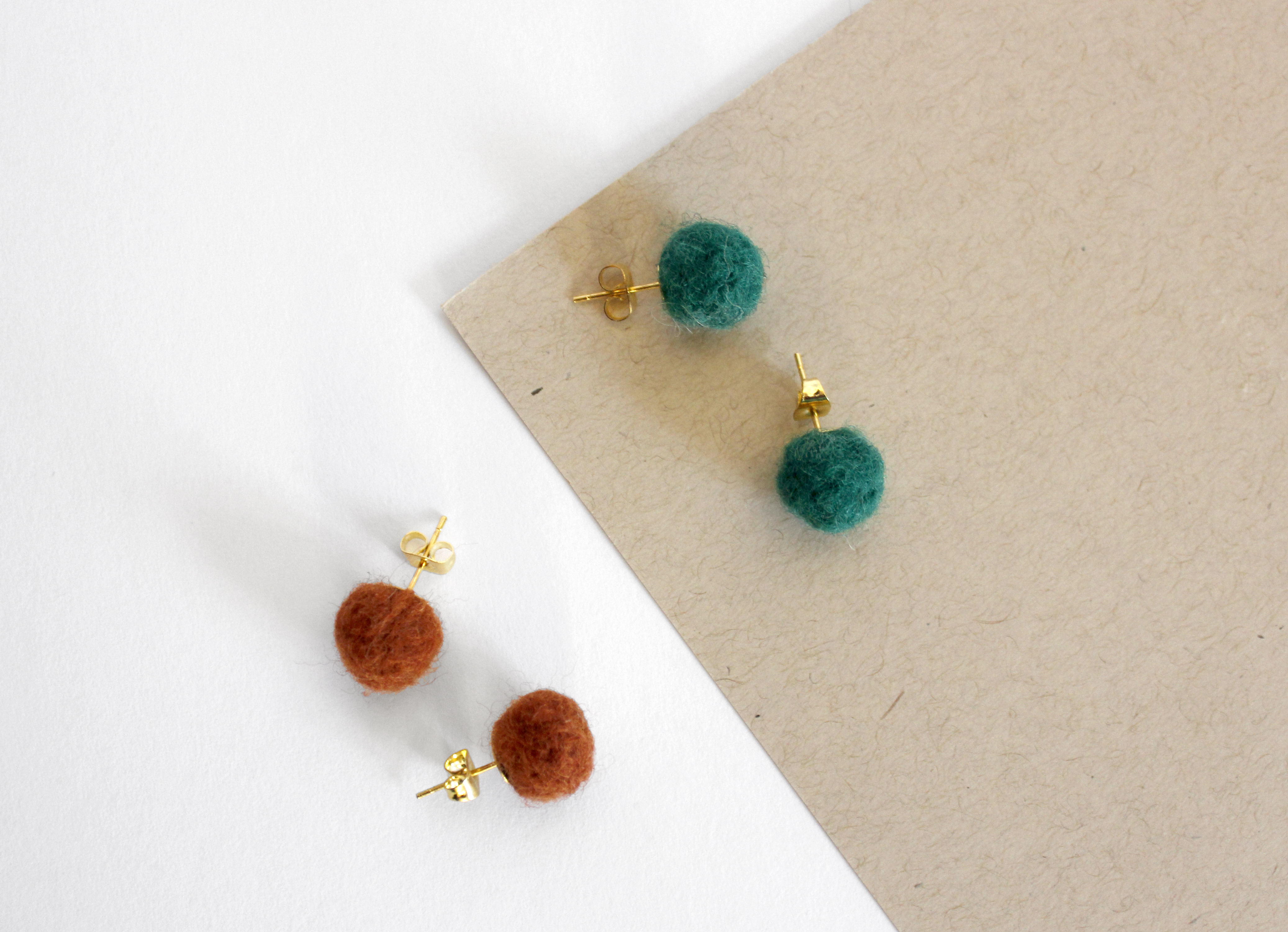 Ball Stud Felted Earrings