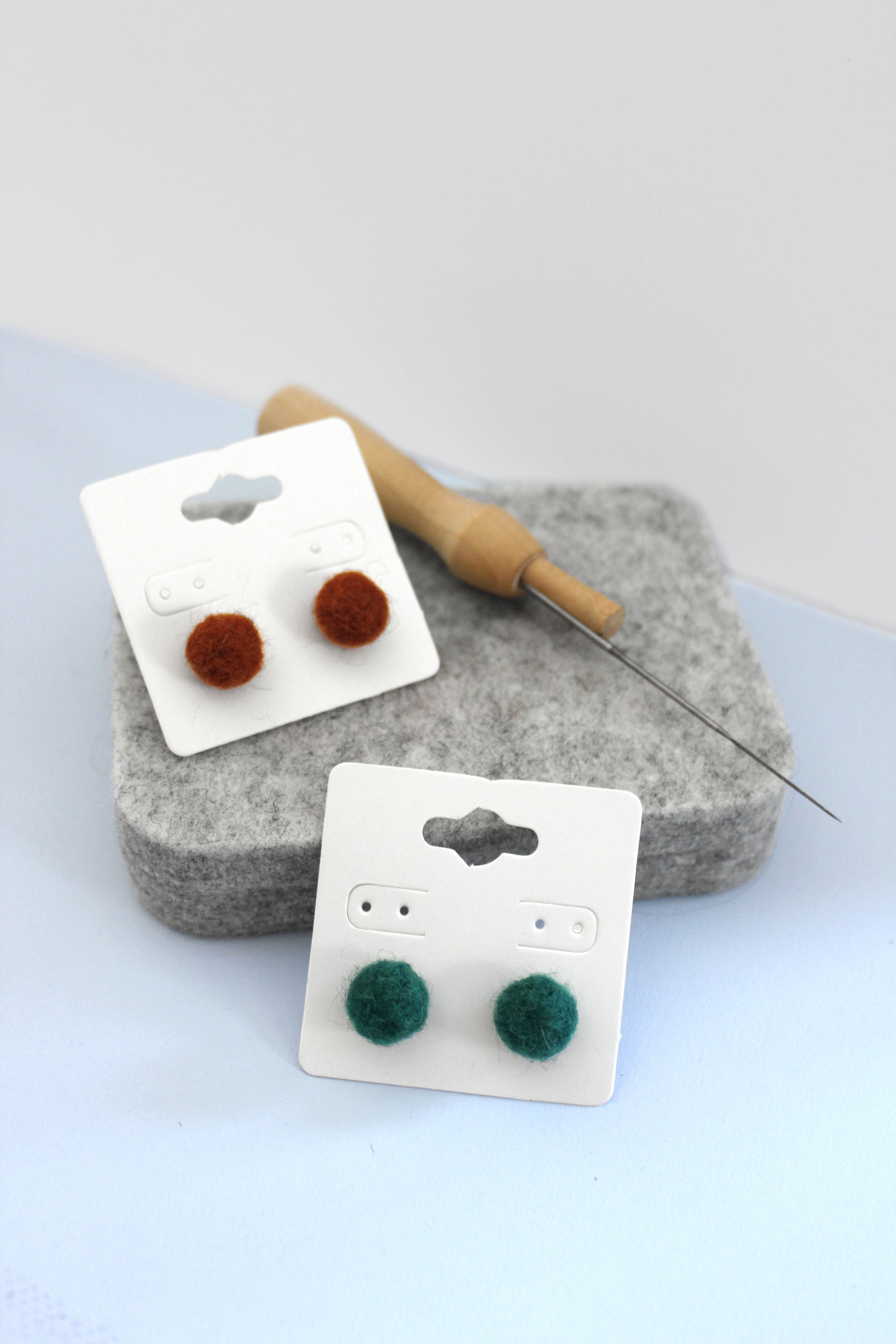 Ball Stud Felted Earrings
