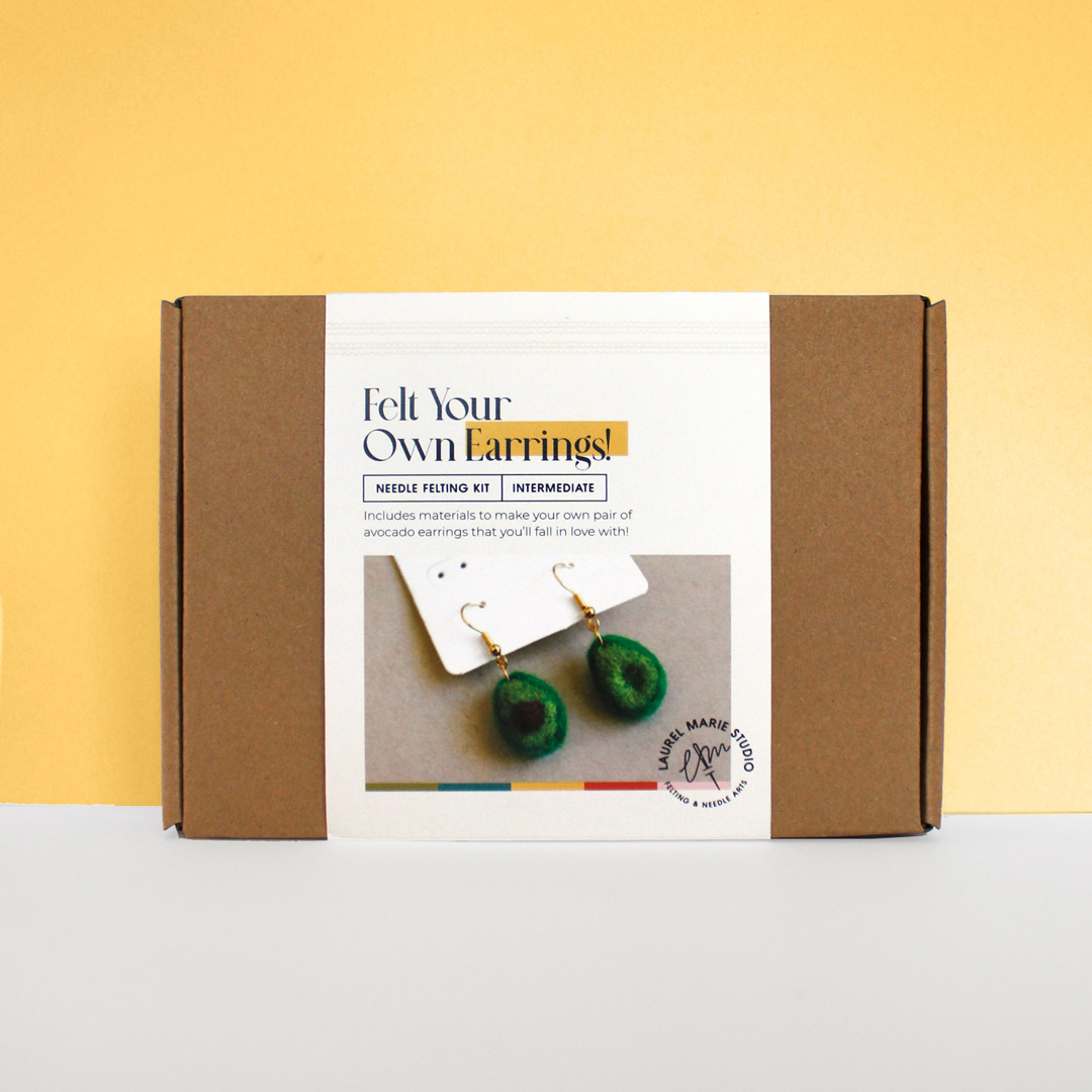 DIY Felting Kit: Avocado Earrings