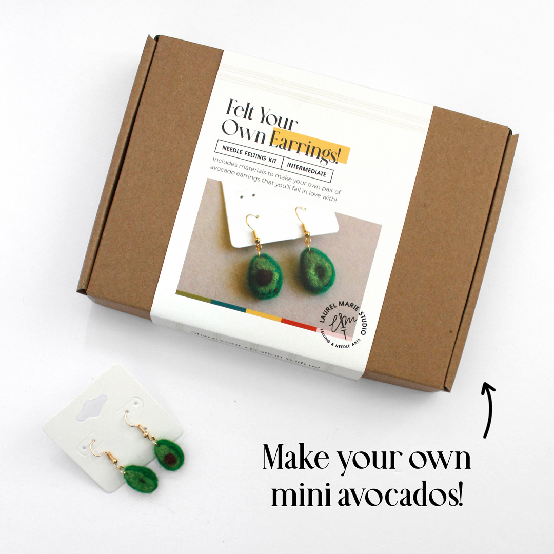 DIY Felting Kit: Avocado Earrings