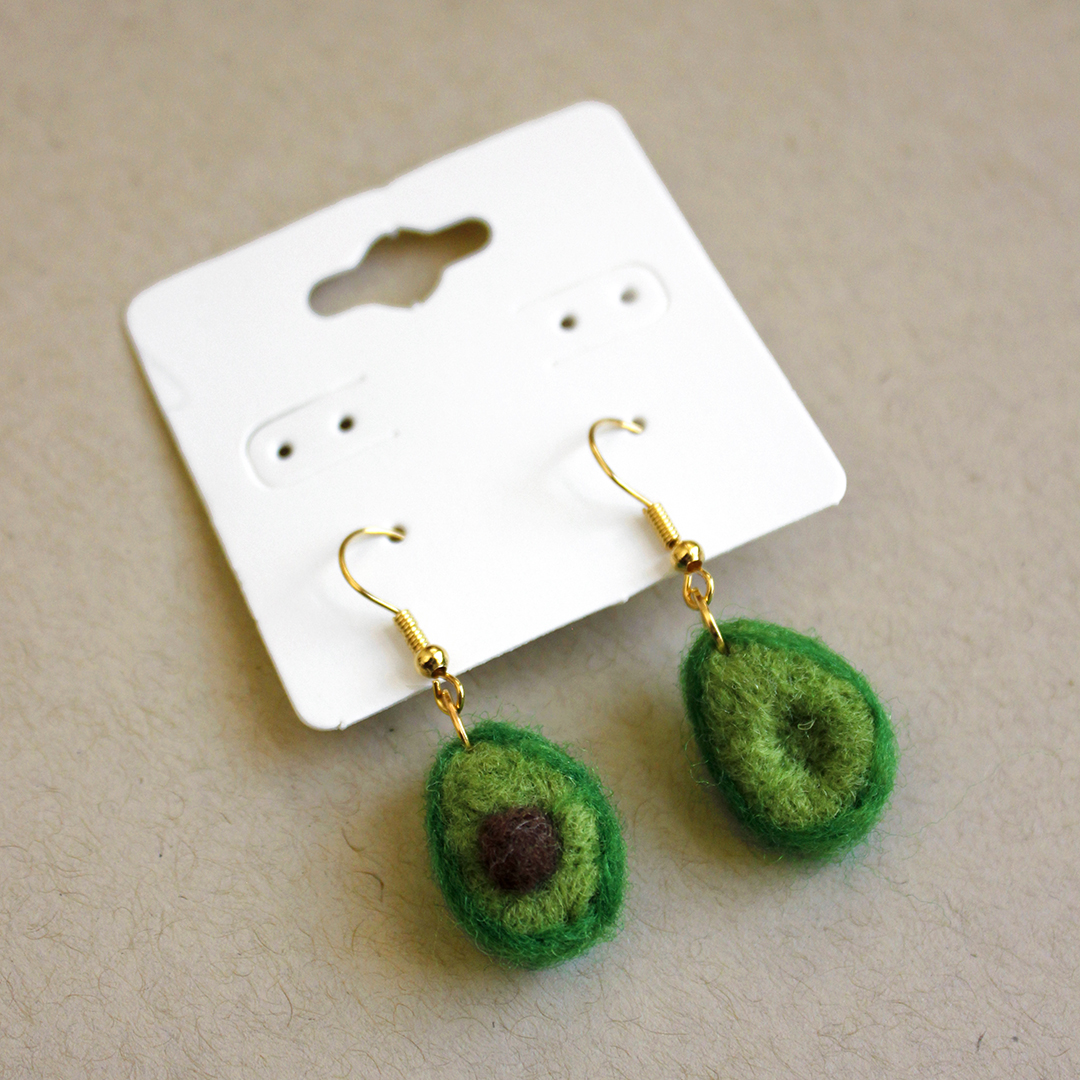 DIY Felting Kit: Avocado Earrings