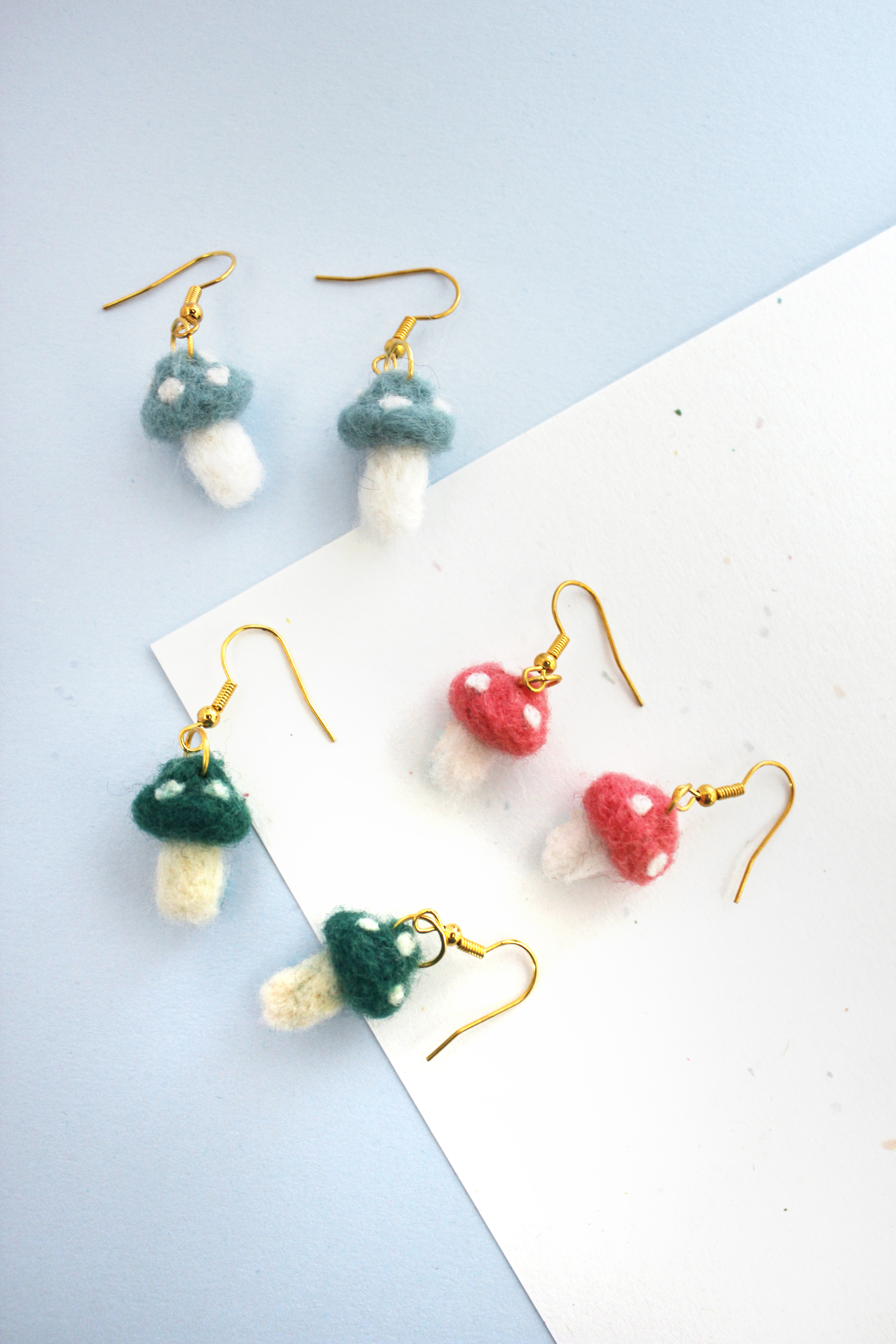 Mushroom Felted Earrings