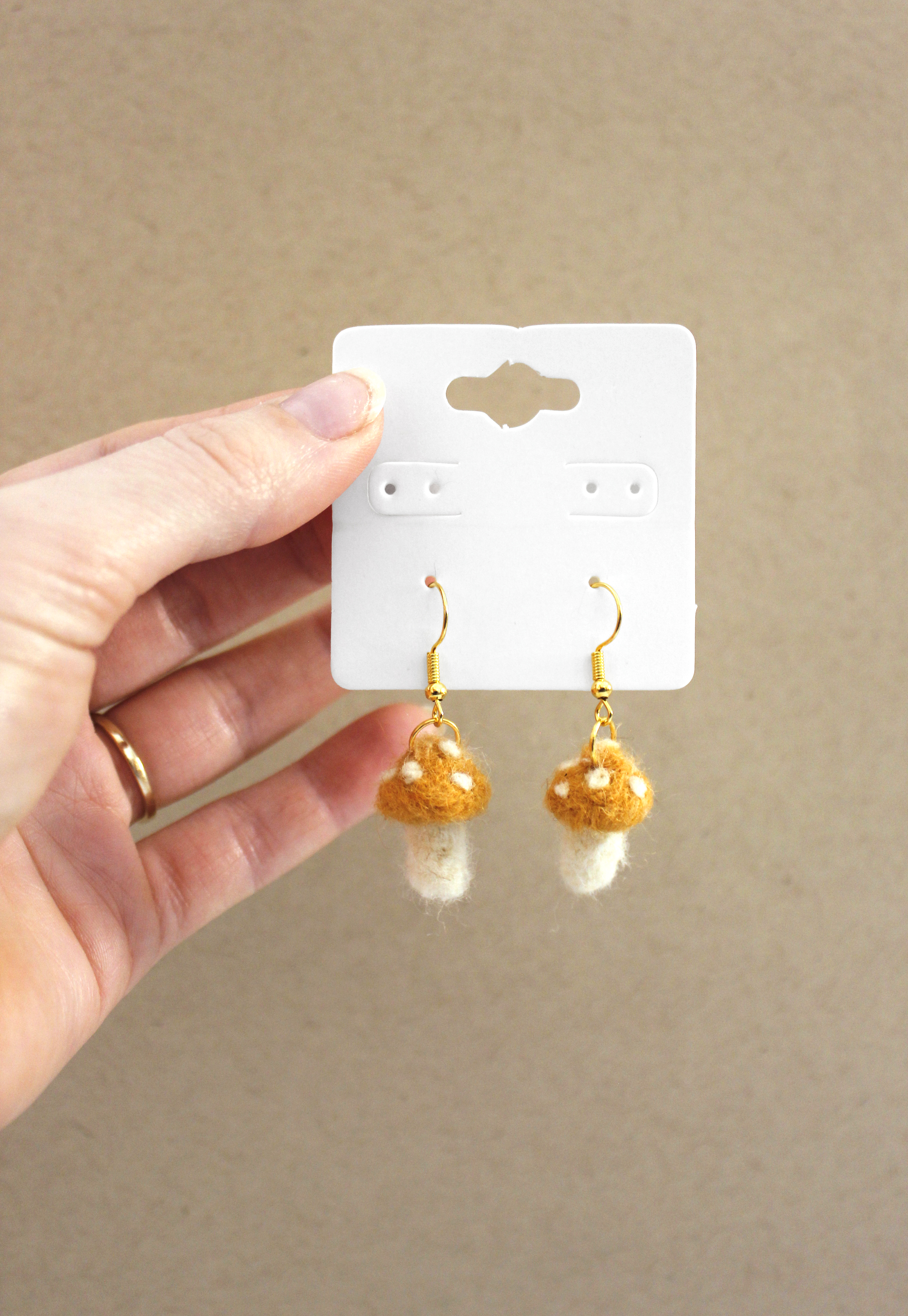 Mushroom Felted Earrings