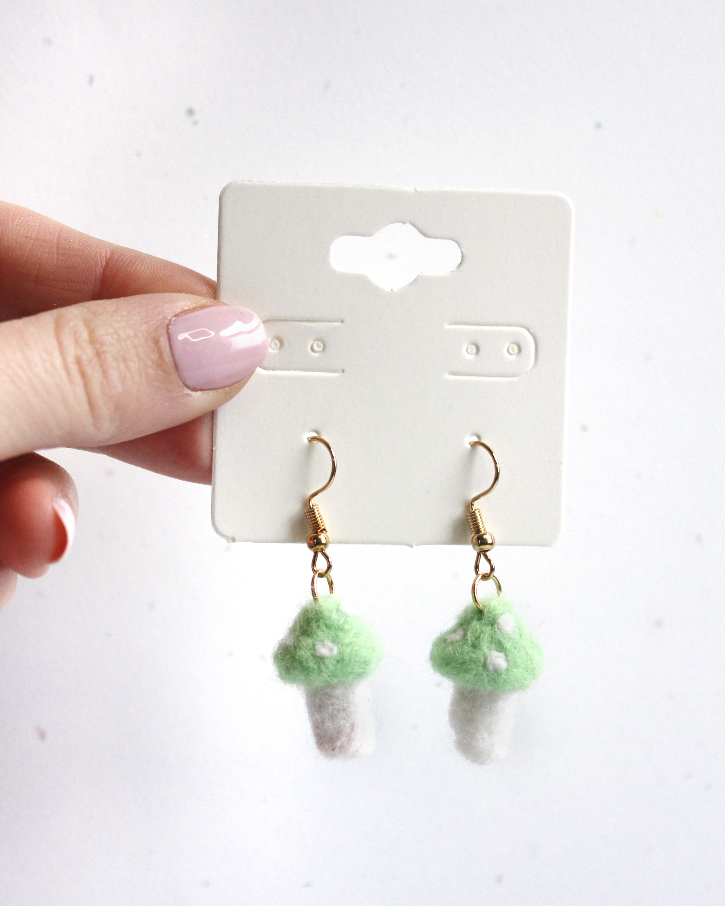 Mushroom Felted Earrings
