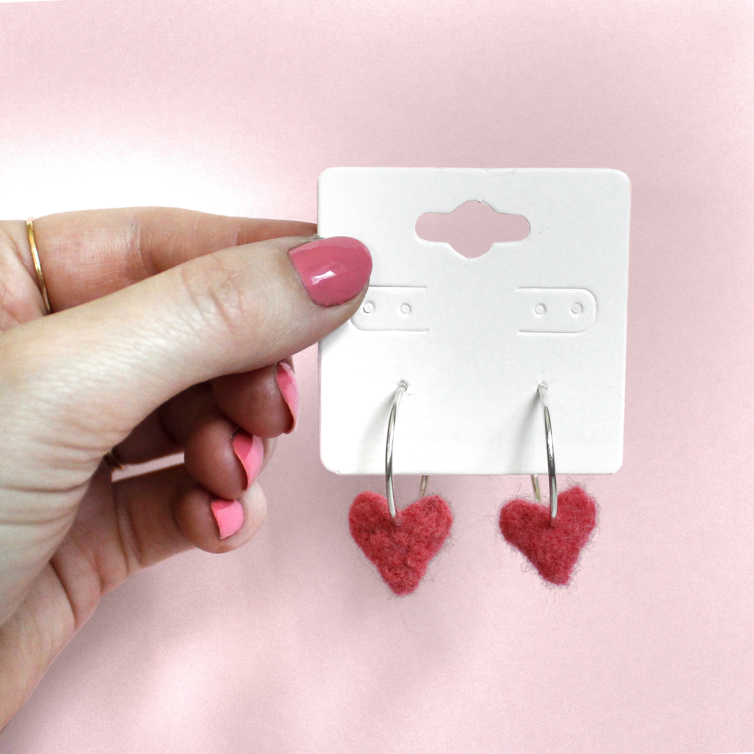 Heart Hoop Felted Earrings