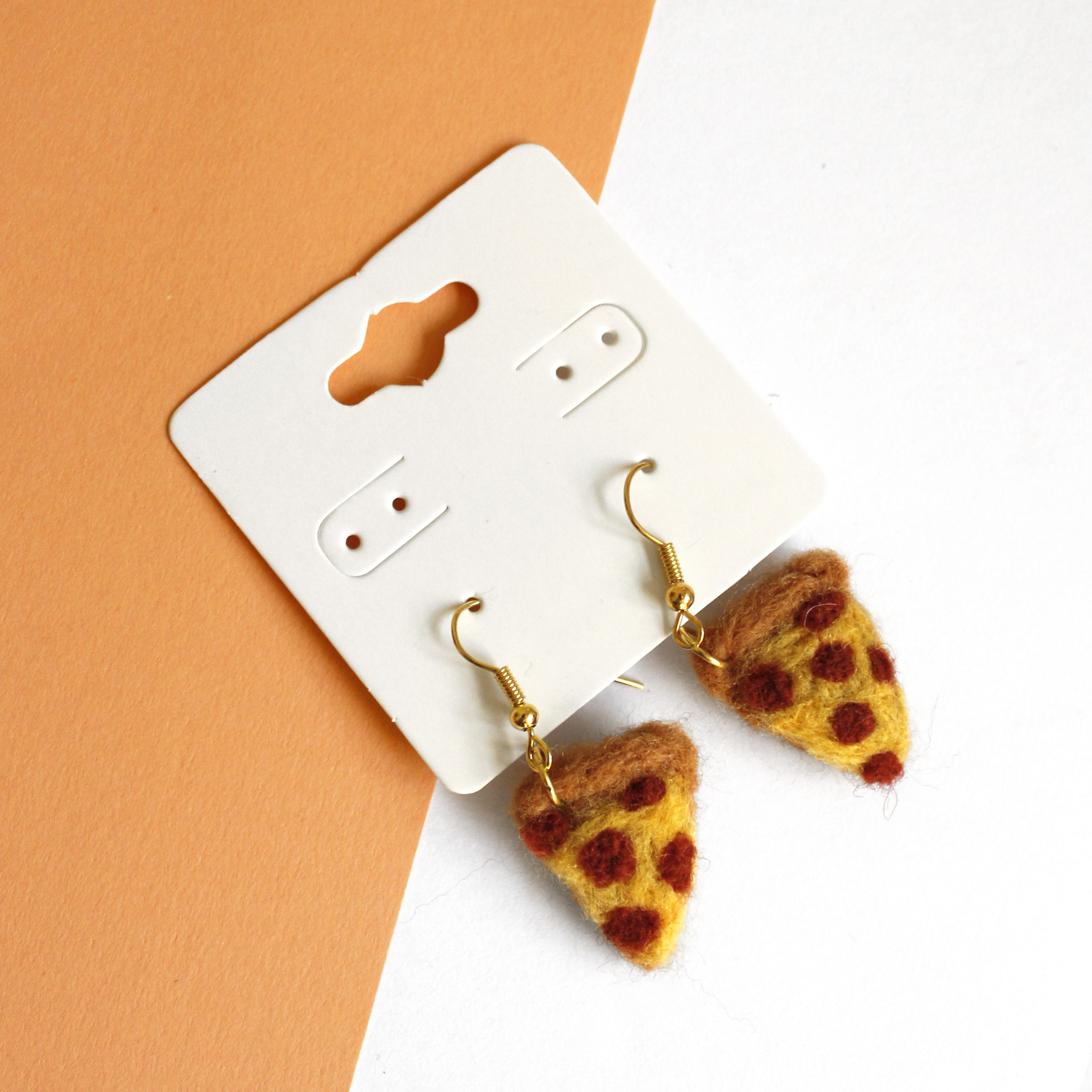 Pizza Felted Earrings