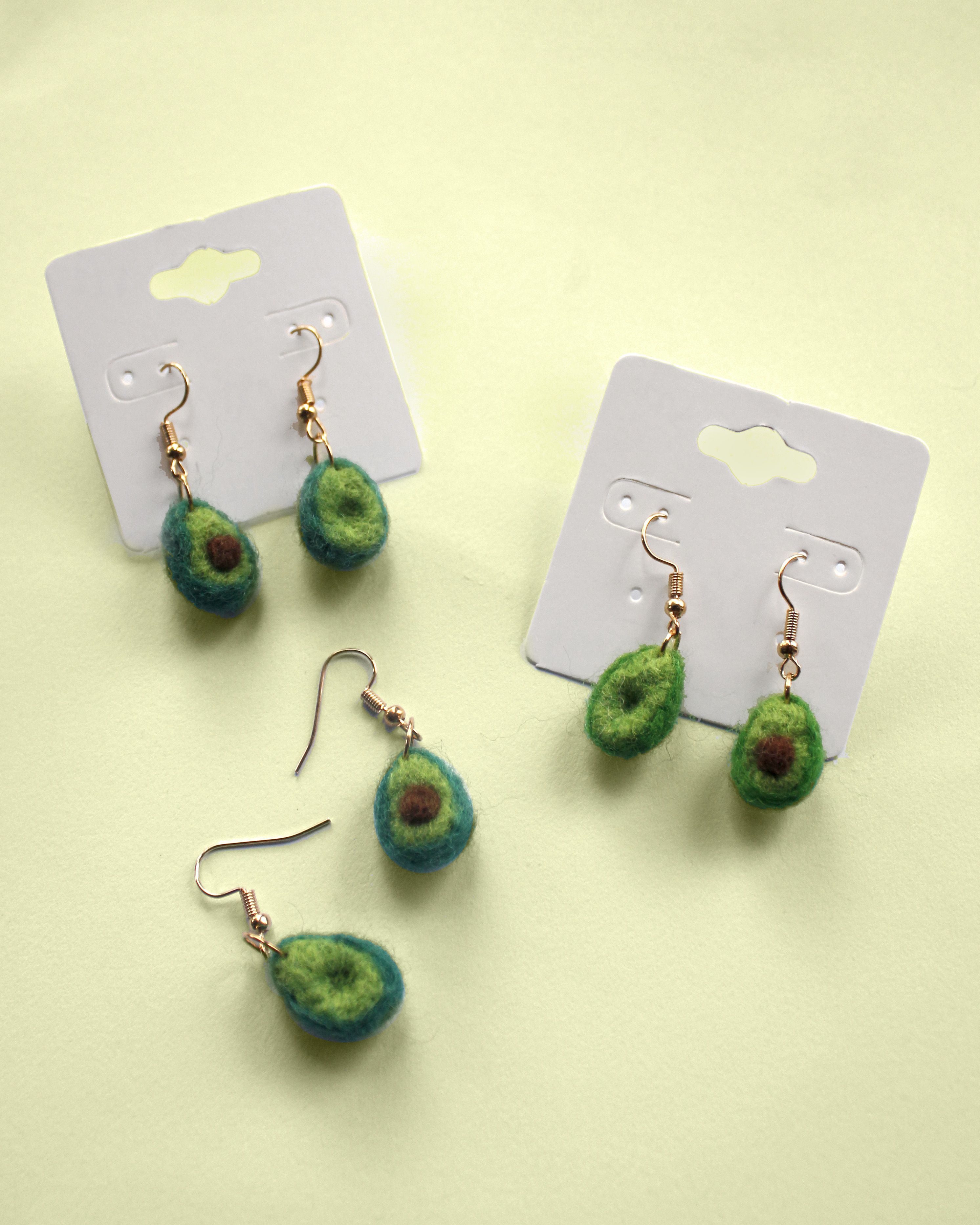 Avocado Felted Earrings