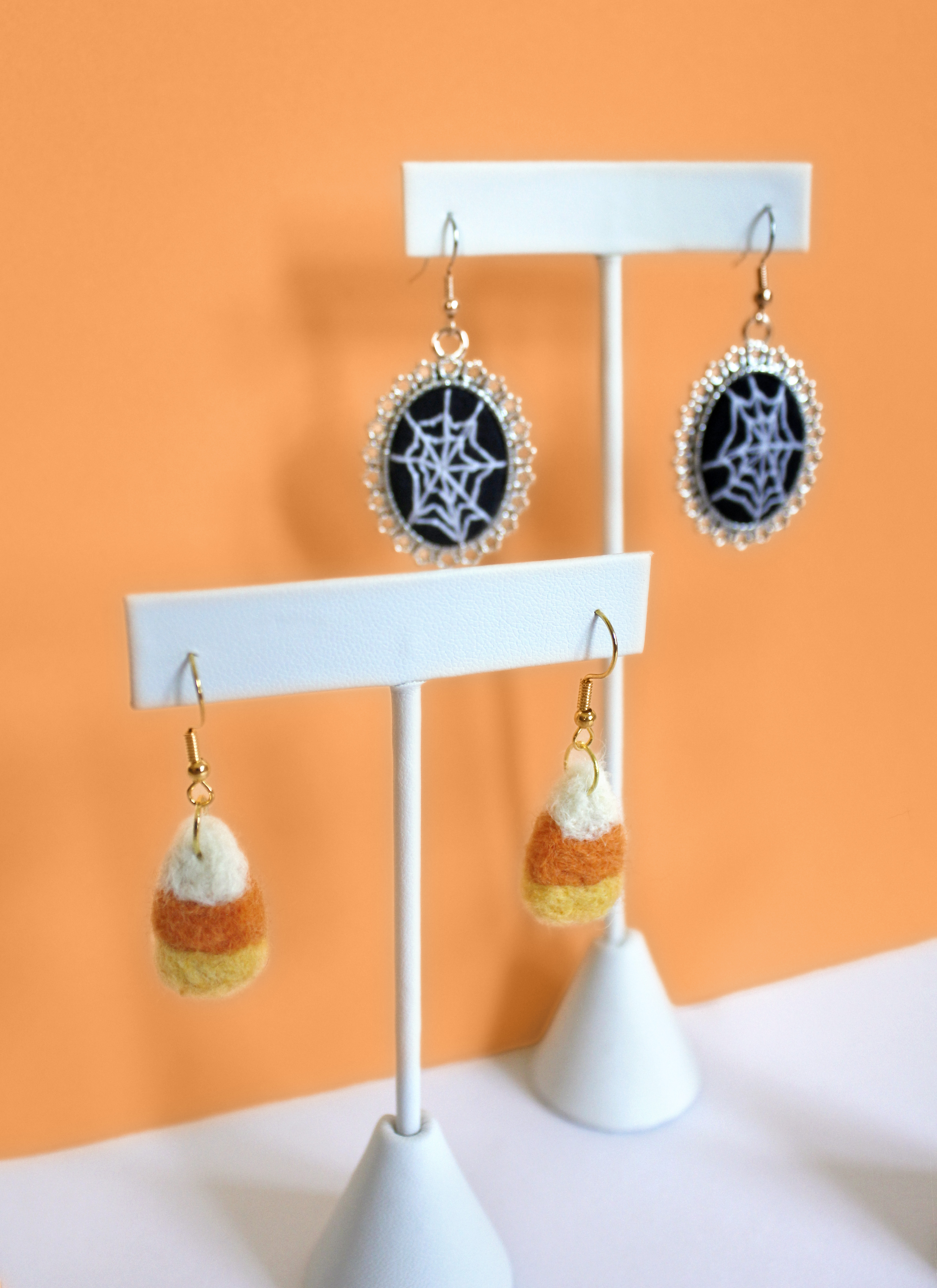 Candy Corn Felted Earrings