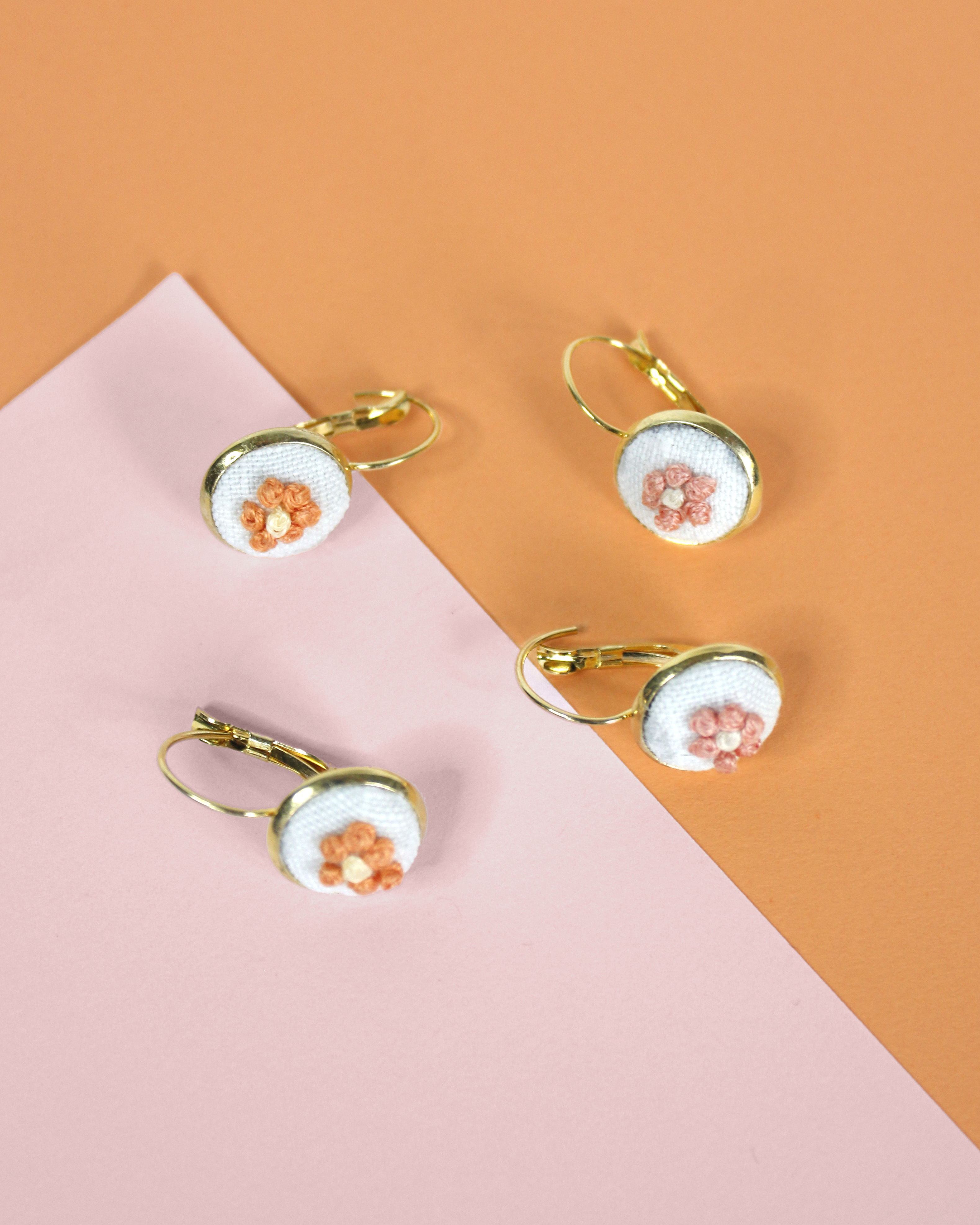 Flower Embroidered Earrings