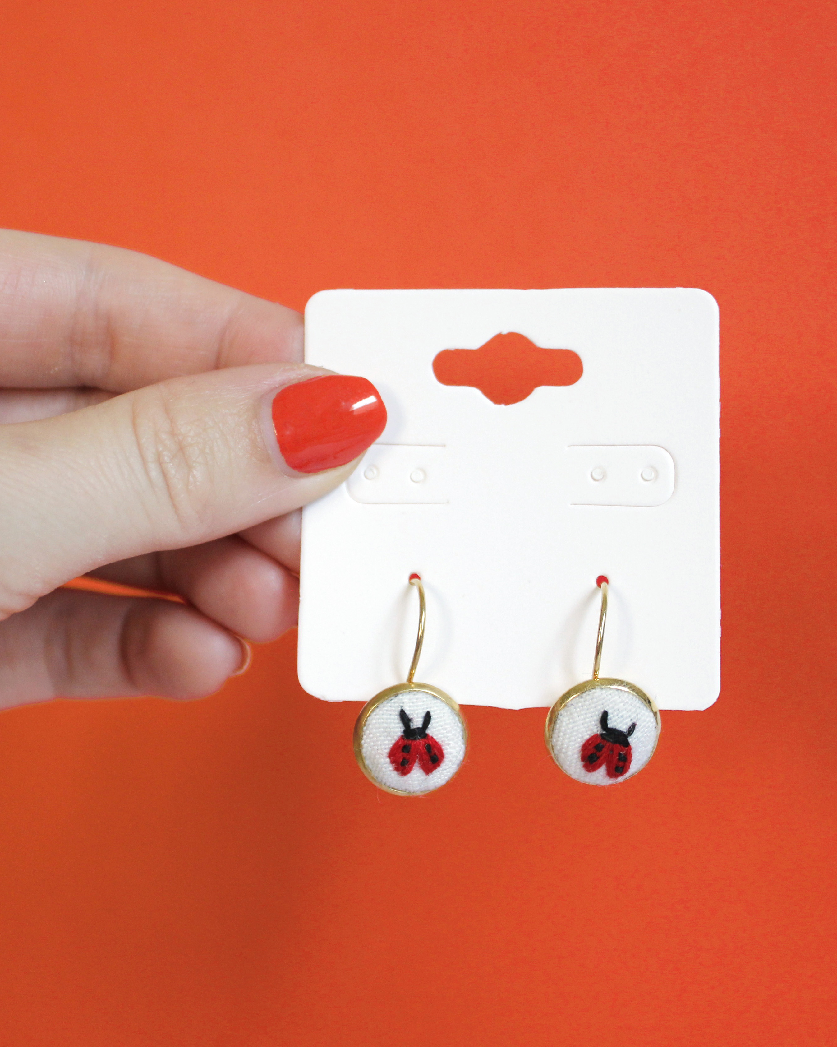 Ladybug Embroidered Earrings