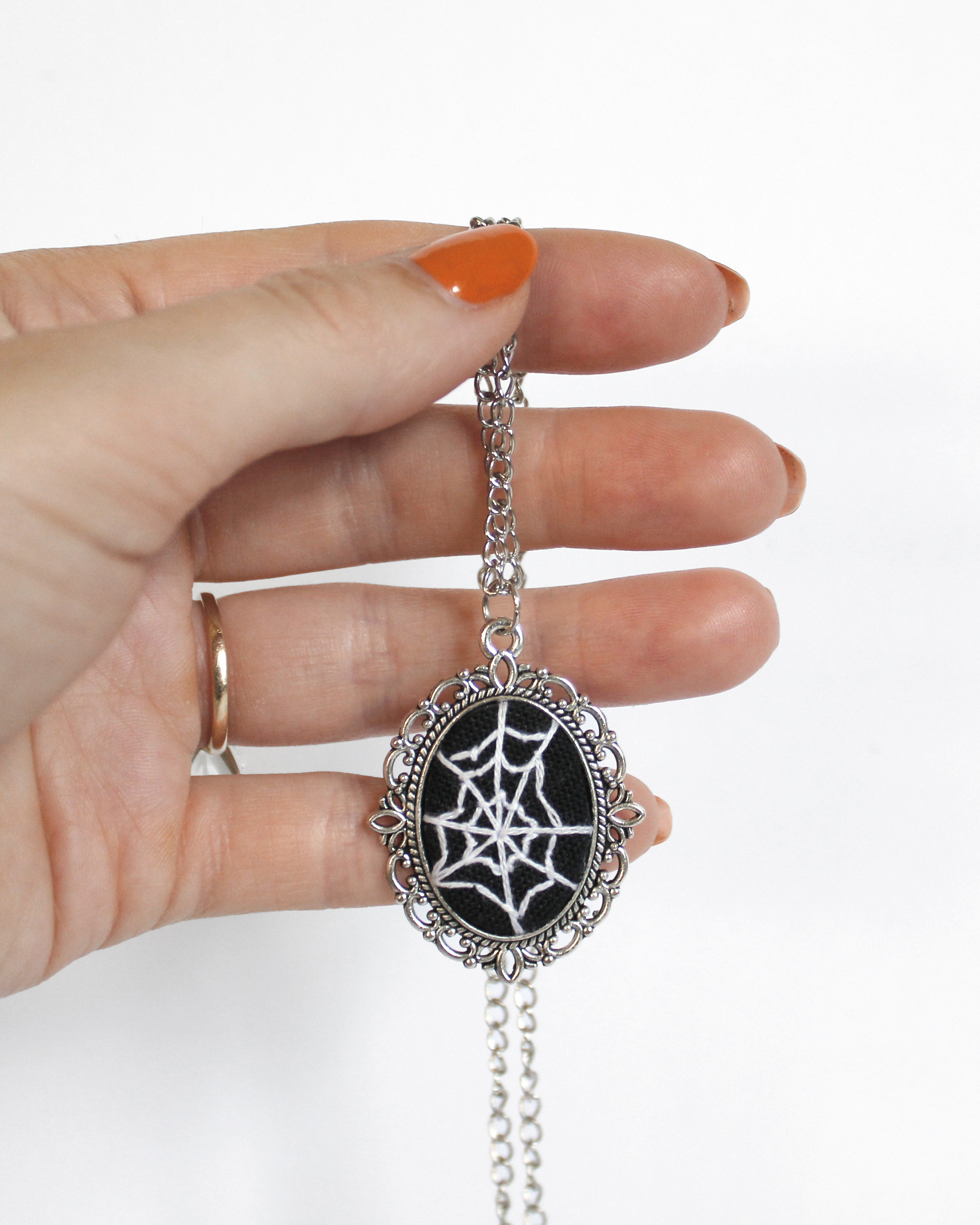 Spiderweb Embroidered Necklace