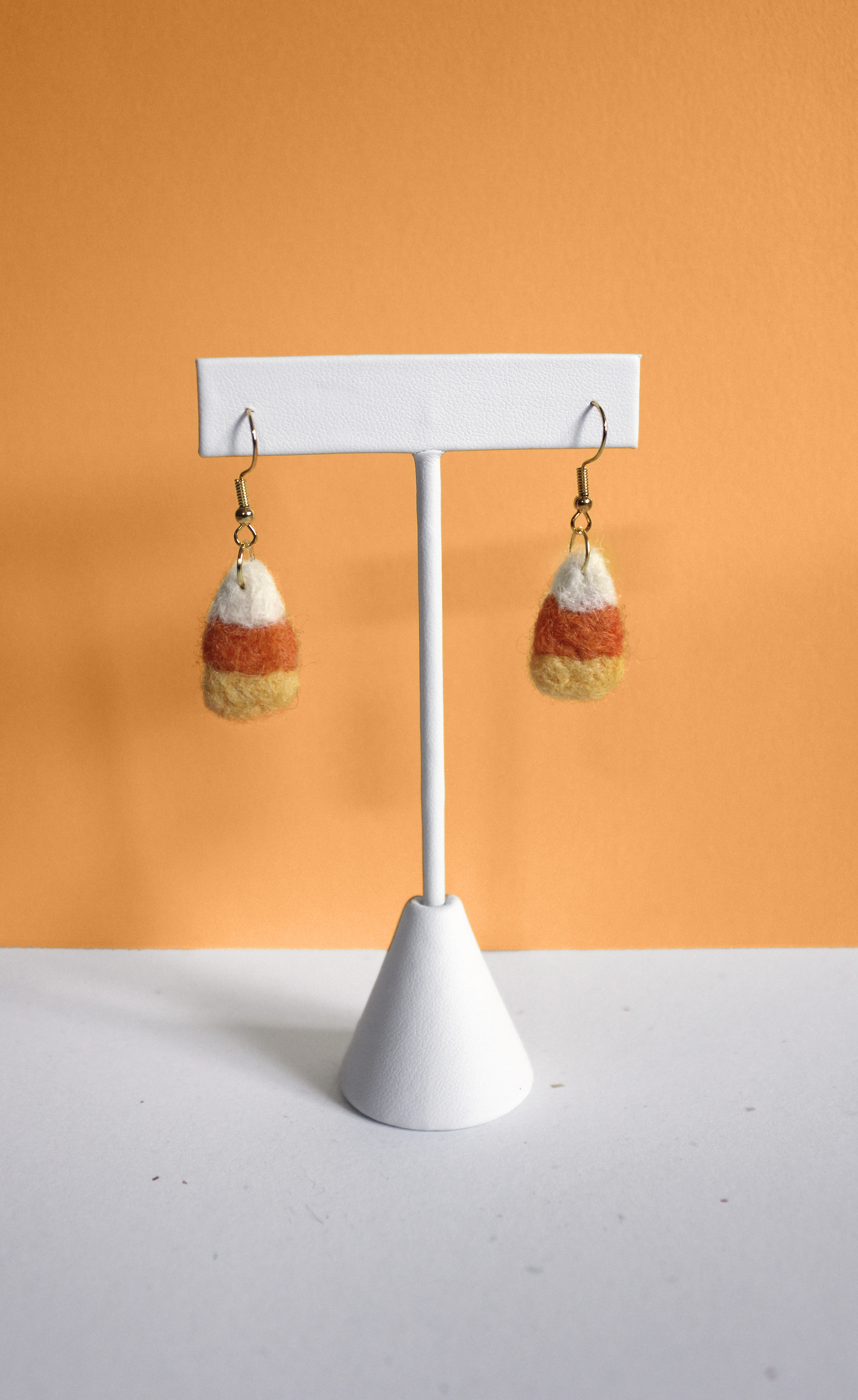 Candy Corn Felted Earrings