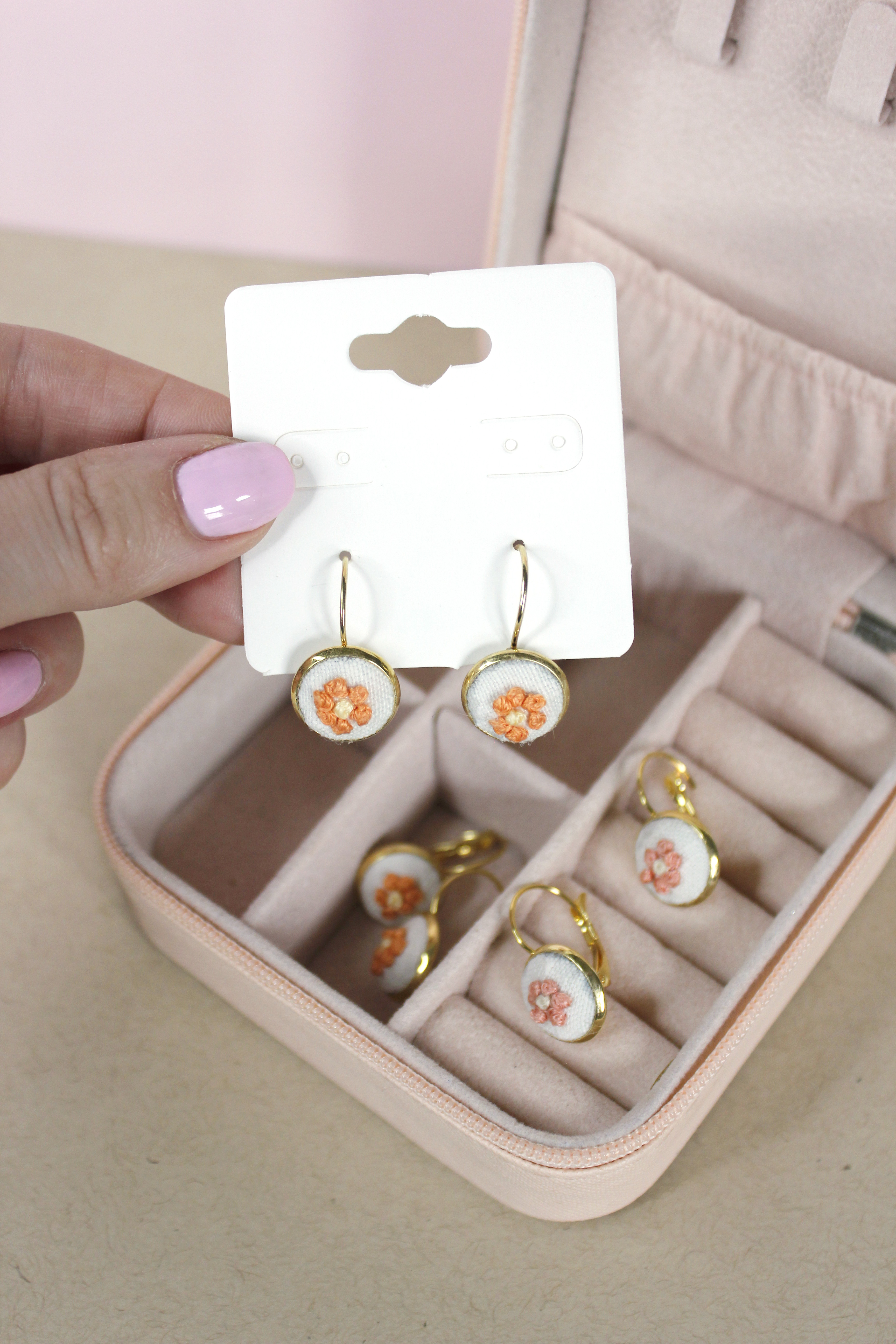 Flower Embroidered Earrings