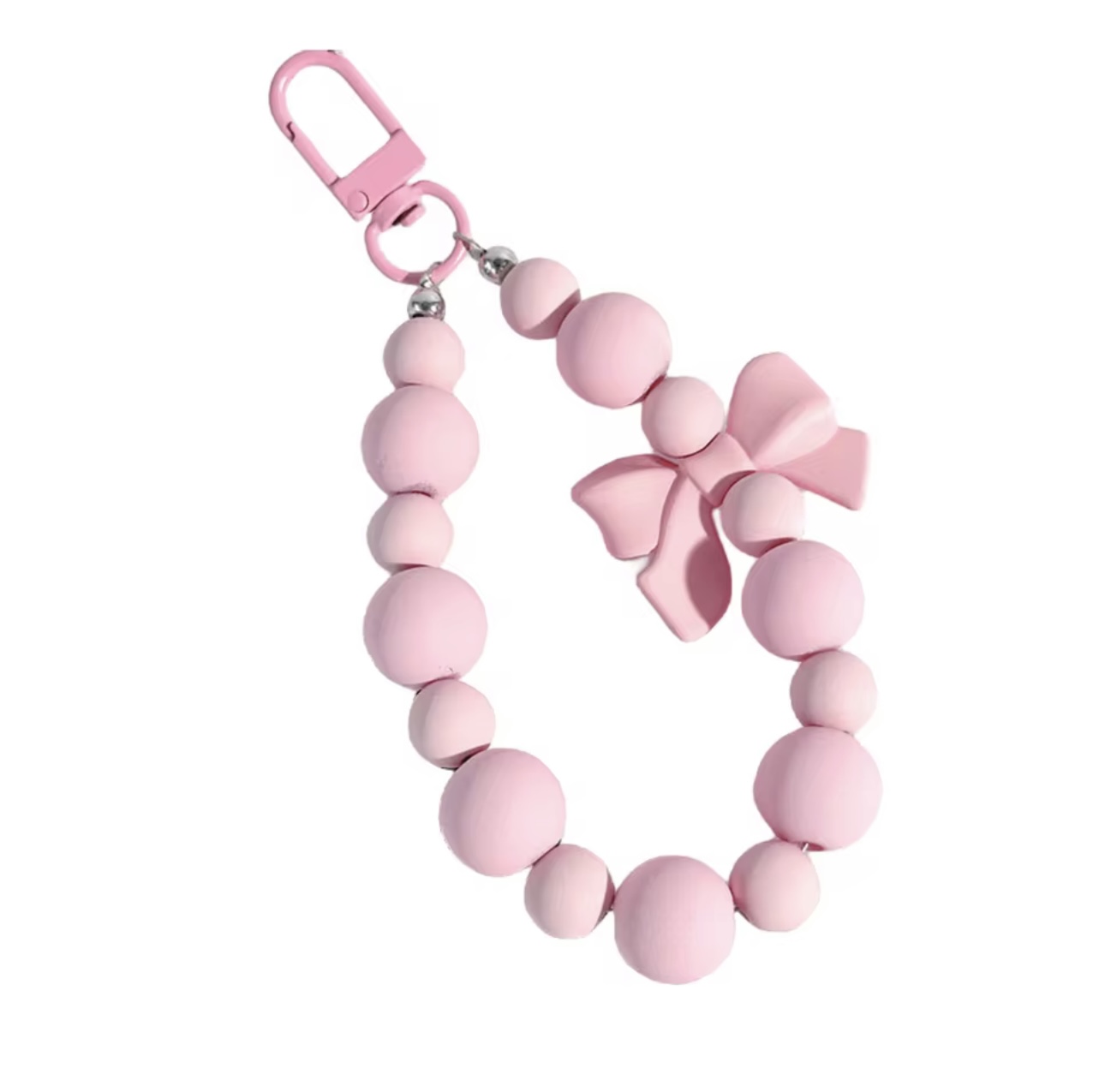 Pink Beaded Keychain