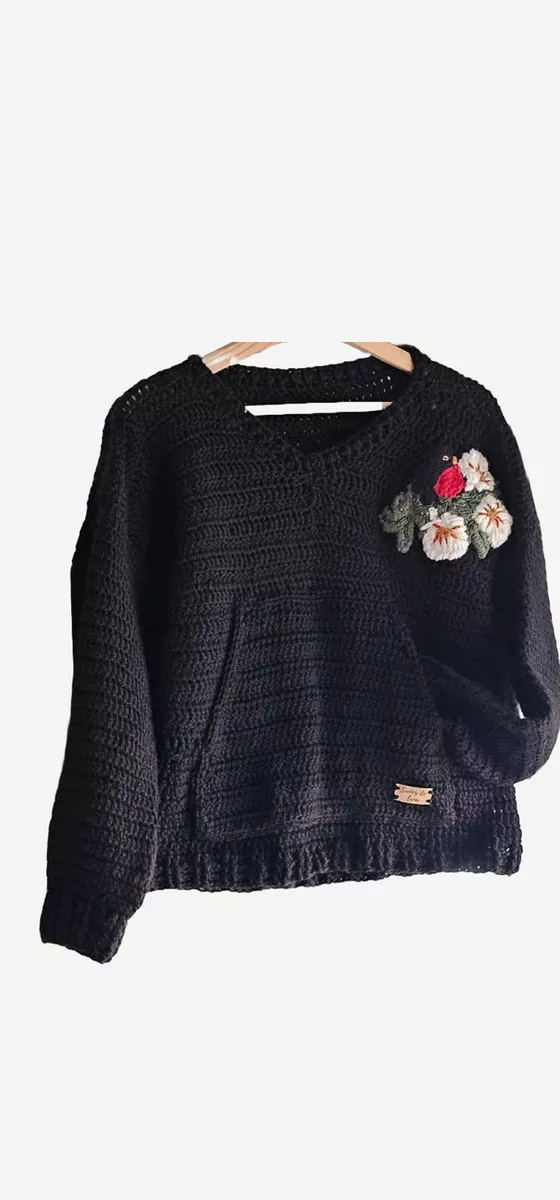 Sweater Tejido En Crochet Y Bordado A Mano