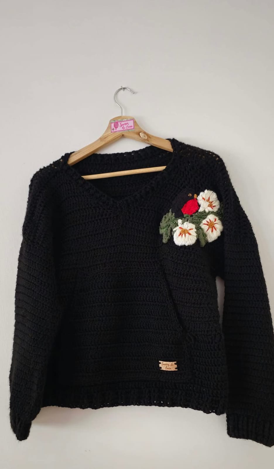 Sweater Tejido En Crochet Y Bordado A Mano