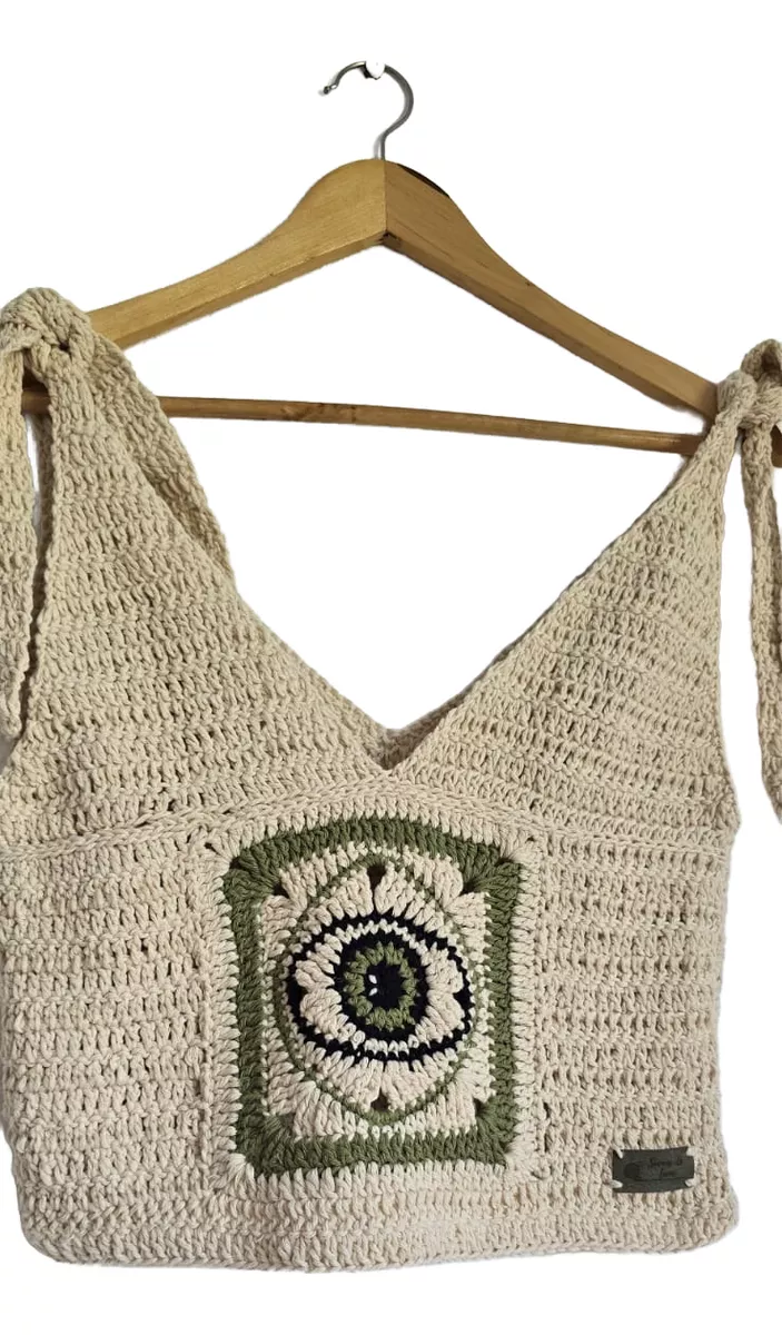 Top Cochet Ojo Beige