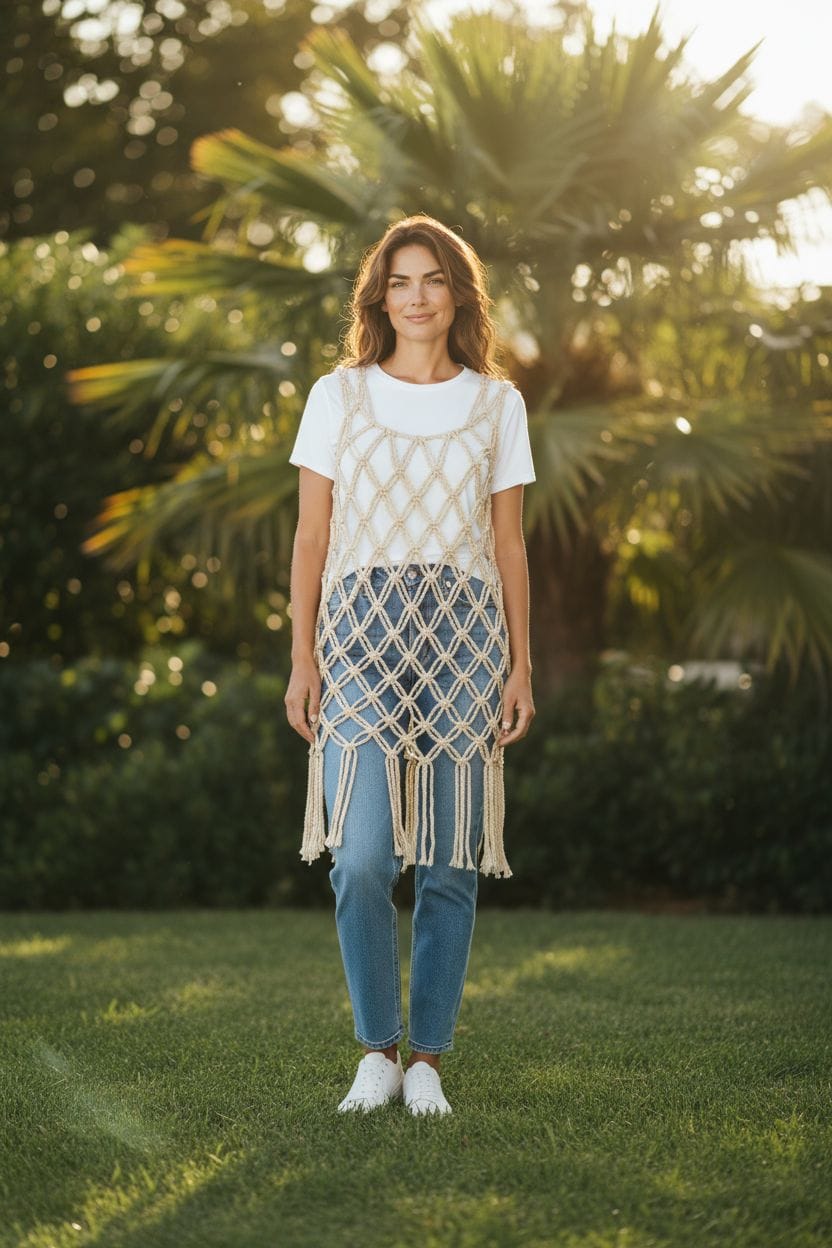 Musculosa Tejida En Macrame