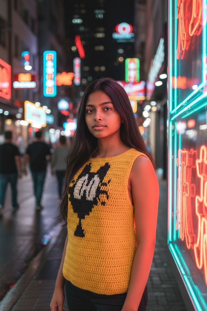 Chaleco amarillo tejido