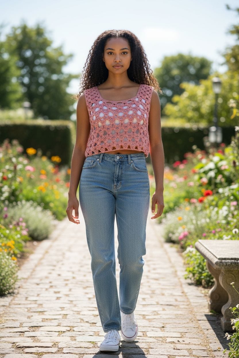 Top calados tejido a mano