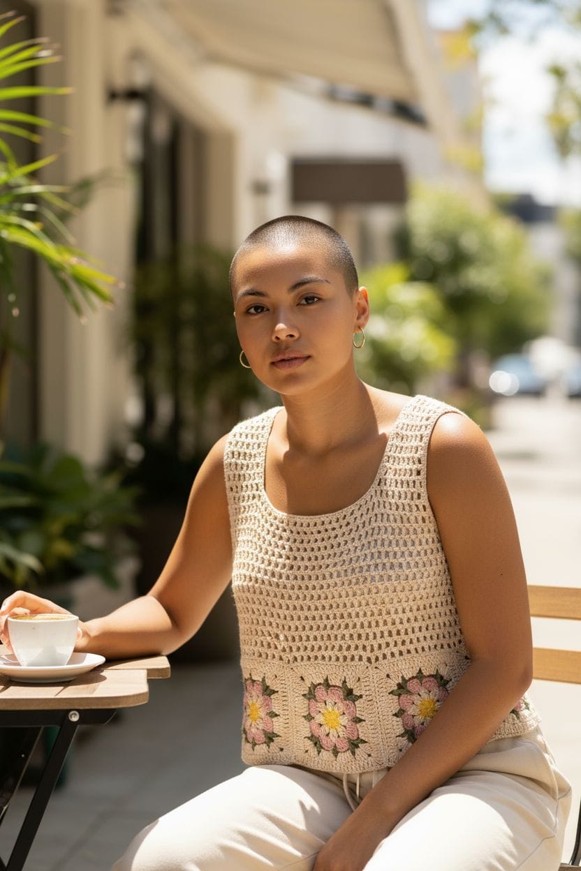 Top de crochet con flores
