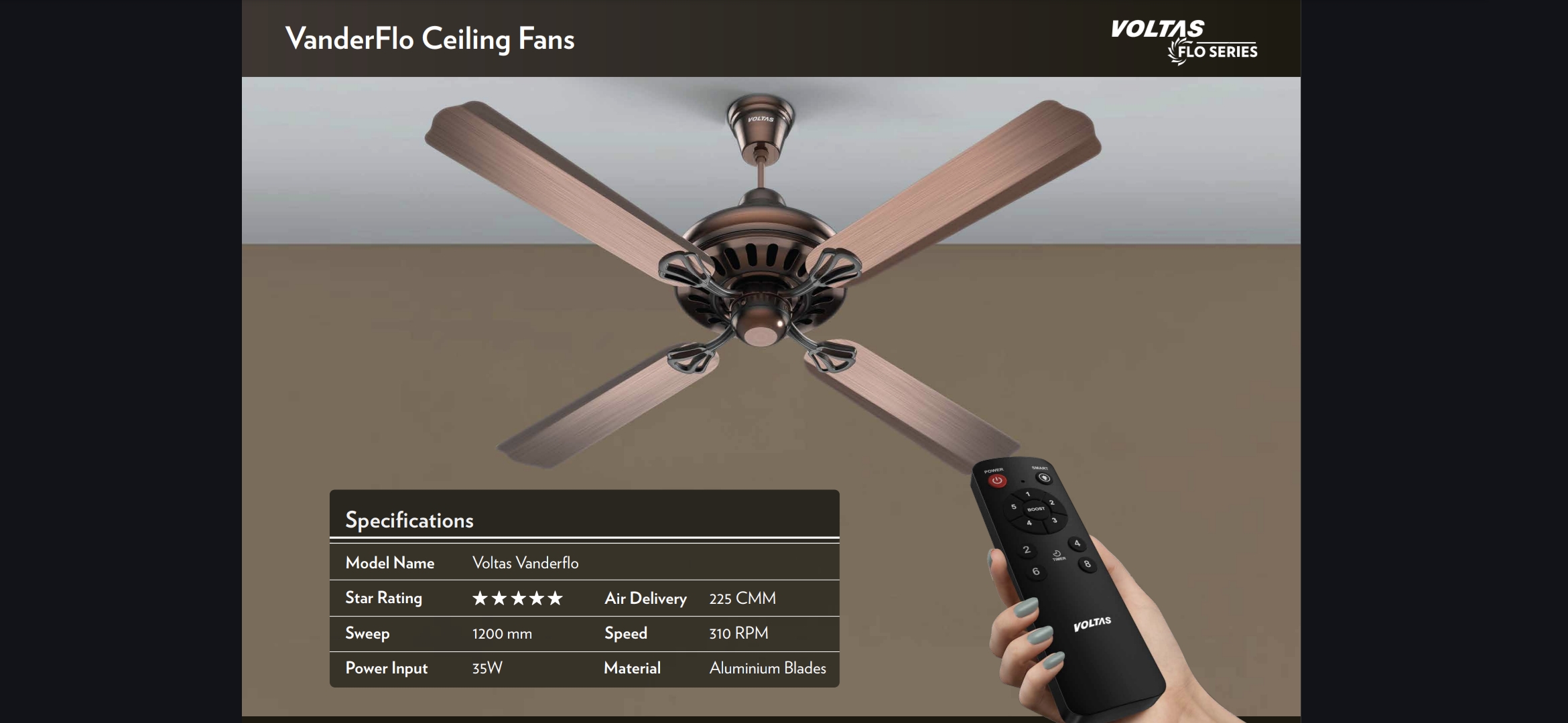VanderFlo Ceiling Fan