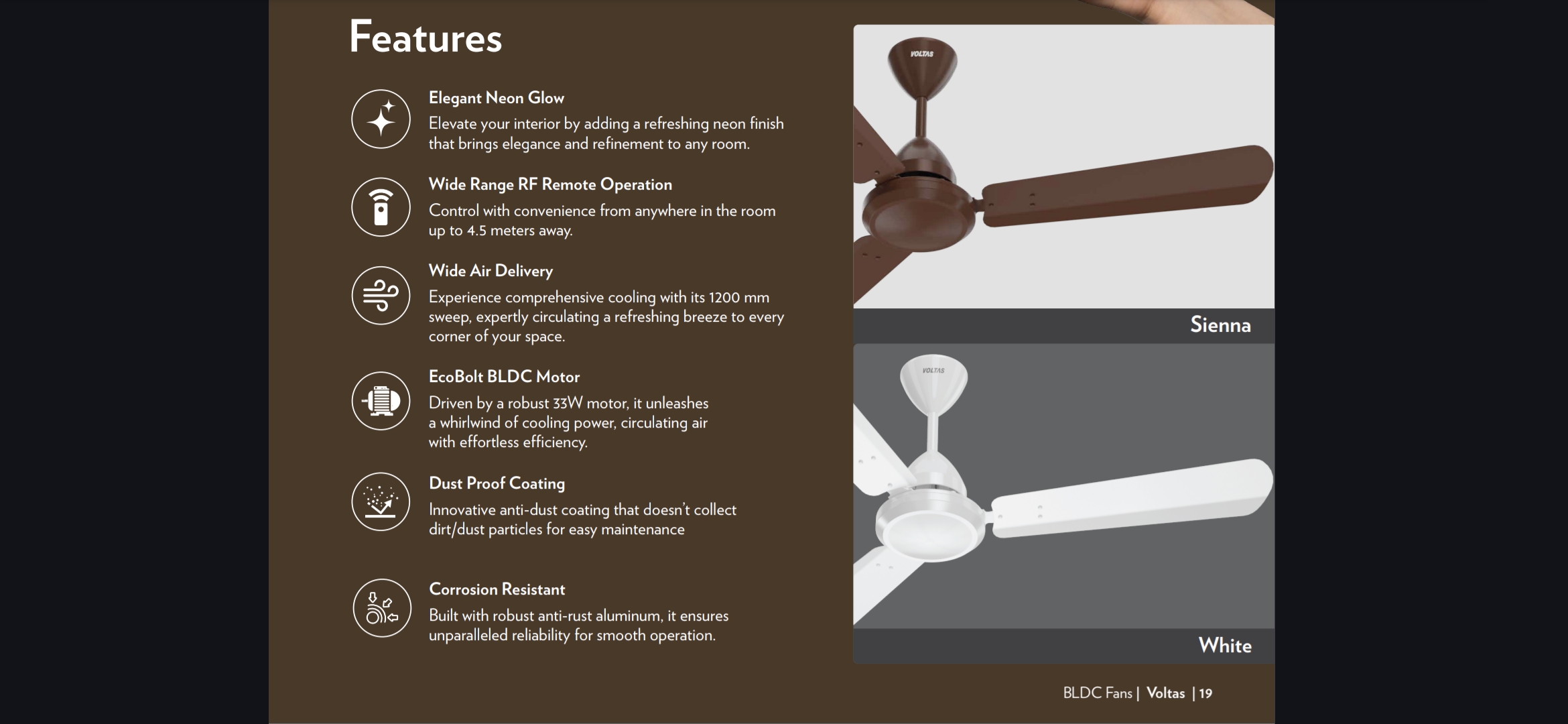 Voltas 5 Star Ceiling Fan NeonFlo