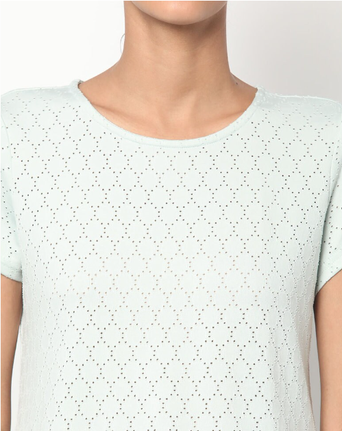 Fig Women's Blend Solid Regular Fit Round Neck H/S T- Shirt