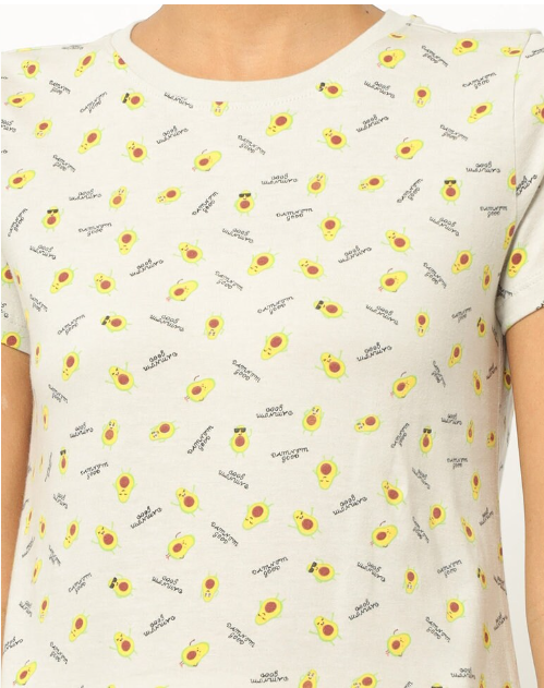 RIO Women's Cotton Printed Crew-Neck Lgt Yellow H/S T-shirt