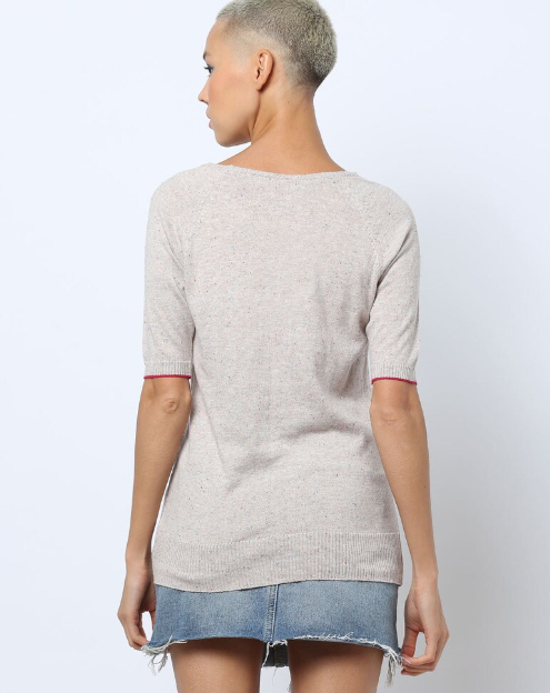 TEAMSPIRIT Women's Cotton Solid Regular Fit Round Neck Lgt Gray H/S T- Shirt