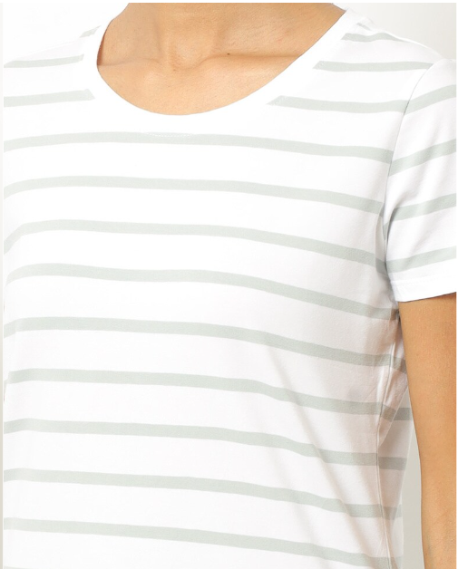 TEAMSPIRIT Women's Cotton Stripes Crew-Neck gray lines H/S T-shirt