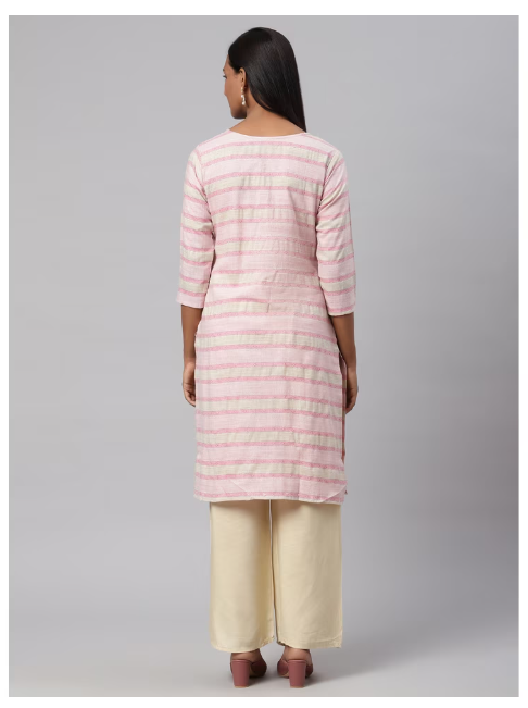 Ishitva Women's Dobby Printed Straight Line Kurta