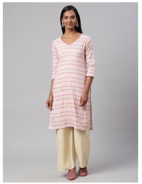 Ishitva Women's Dobby Printed Straight Line Kurta