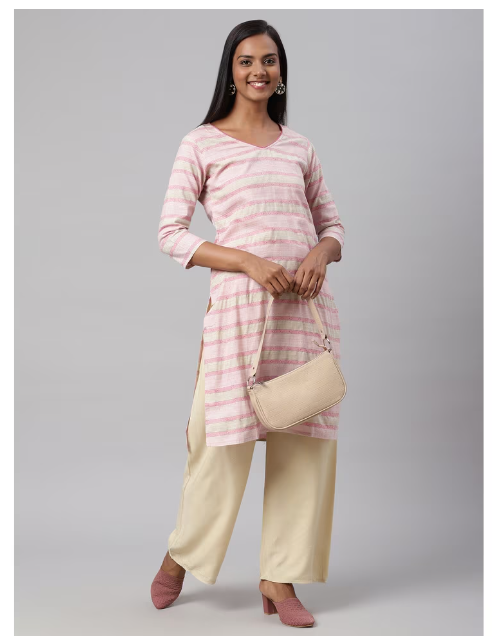 Ishitva Women's Dobby Printed Straight Line Kurta