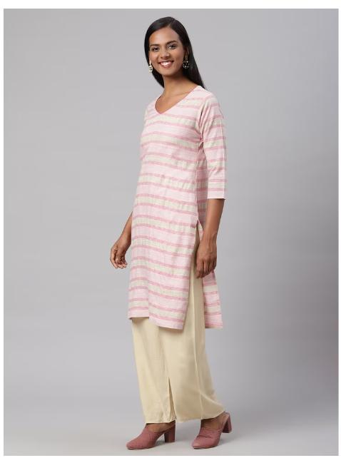 Ishitva Women's Dobby Printed Straight Line Kurta